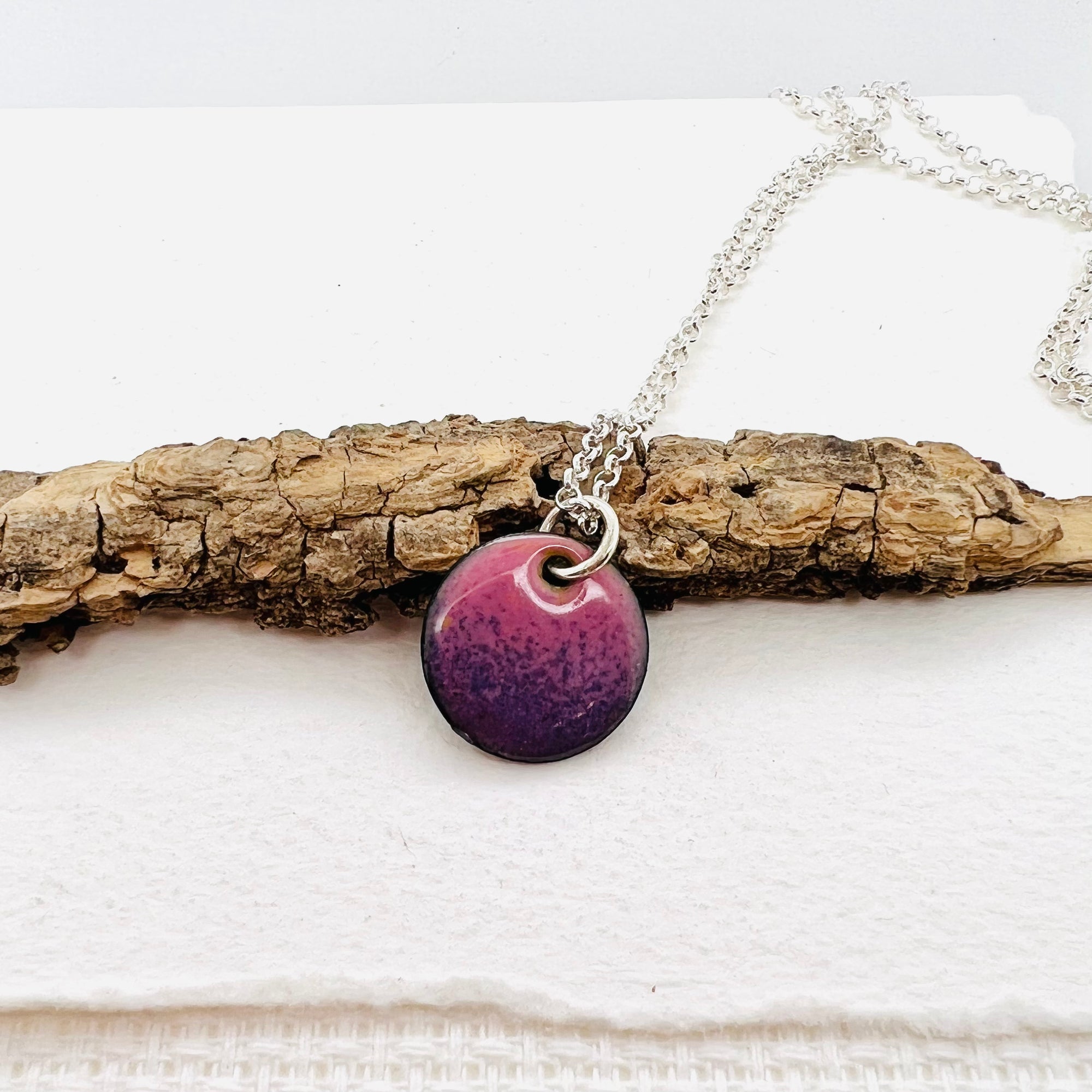 Purple/Pink Copper Enamelled Pendant