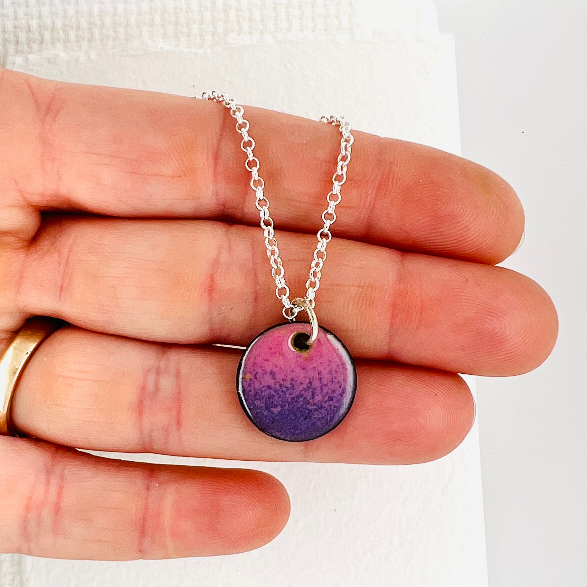 Purple/Pink Copper Enamelled Pendant