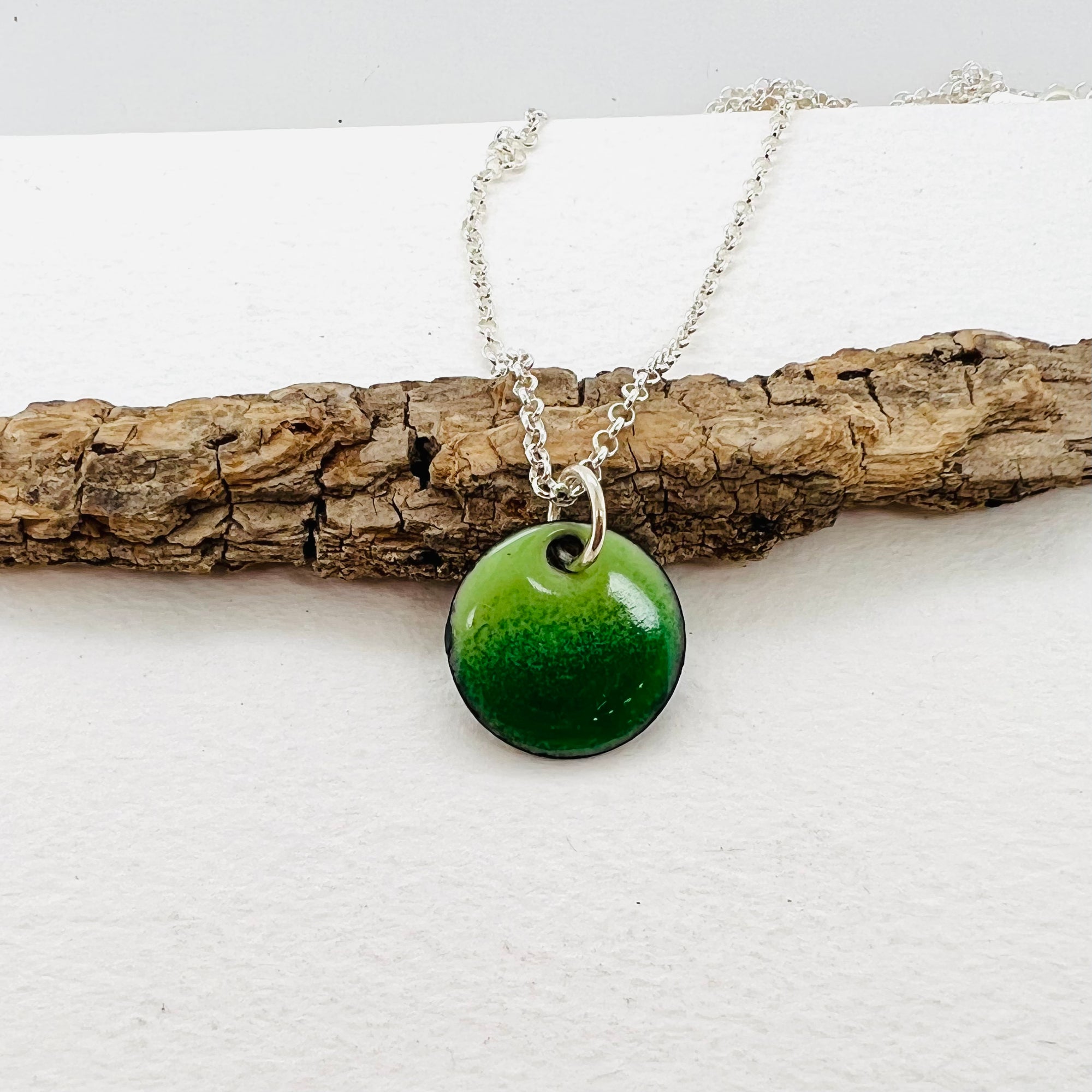 Enamelled Green Copper Pendant