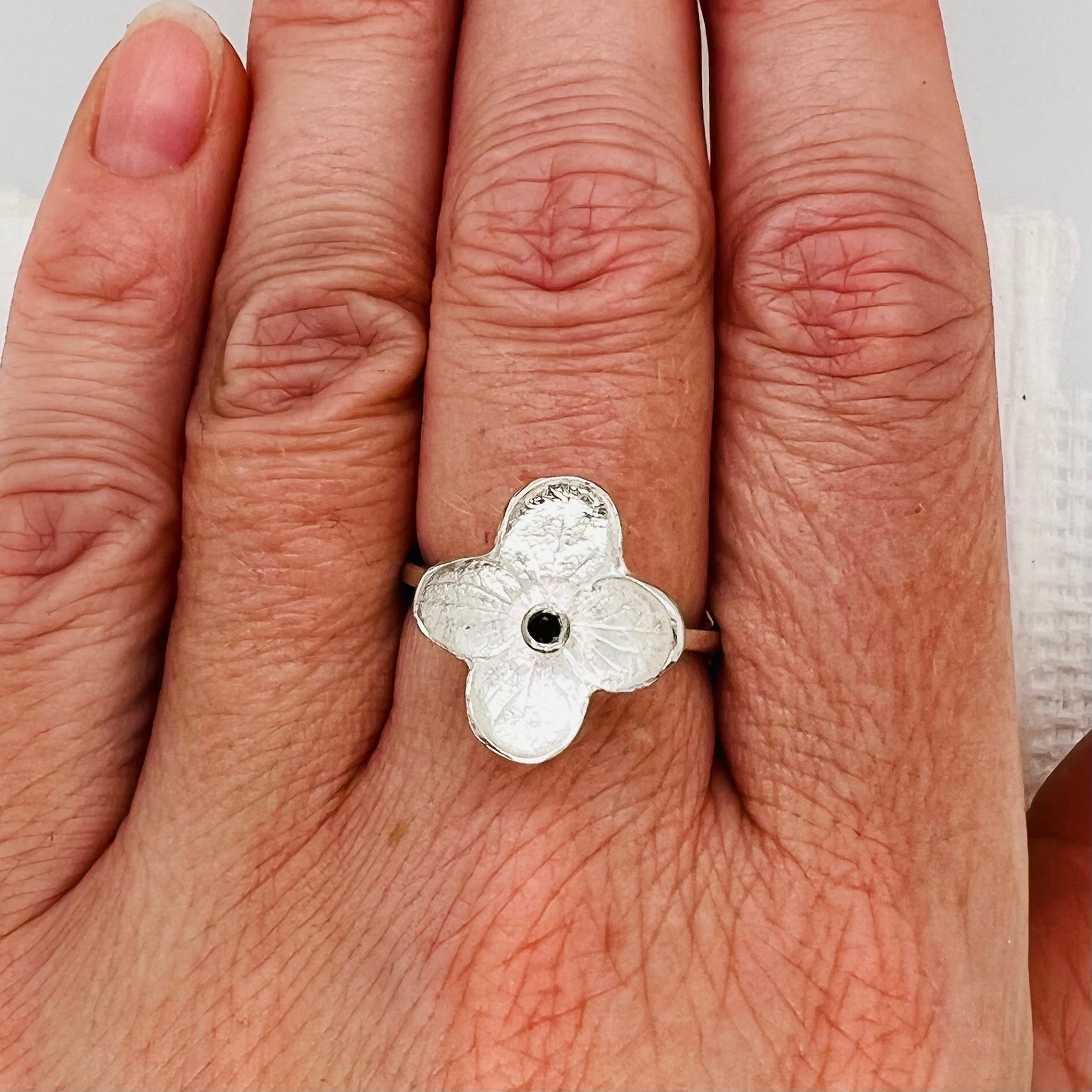 Green Tourmaline Small Hydrangea Ring