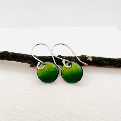 Enamelled Green Copper Earrings
