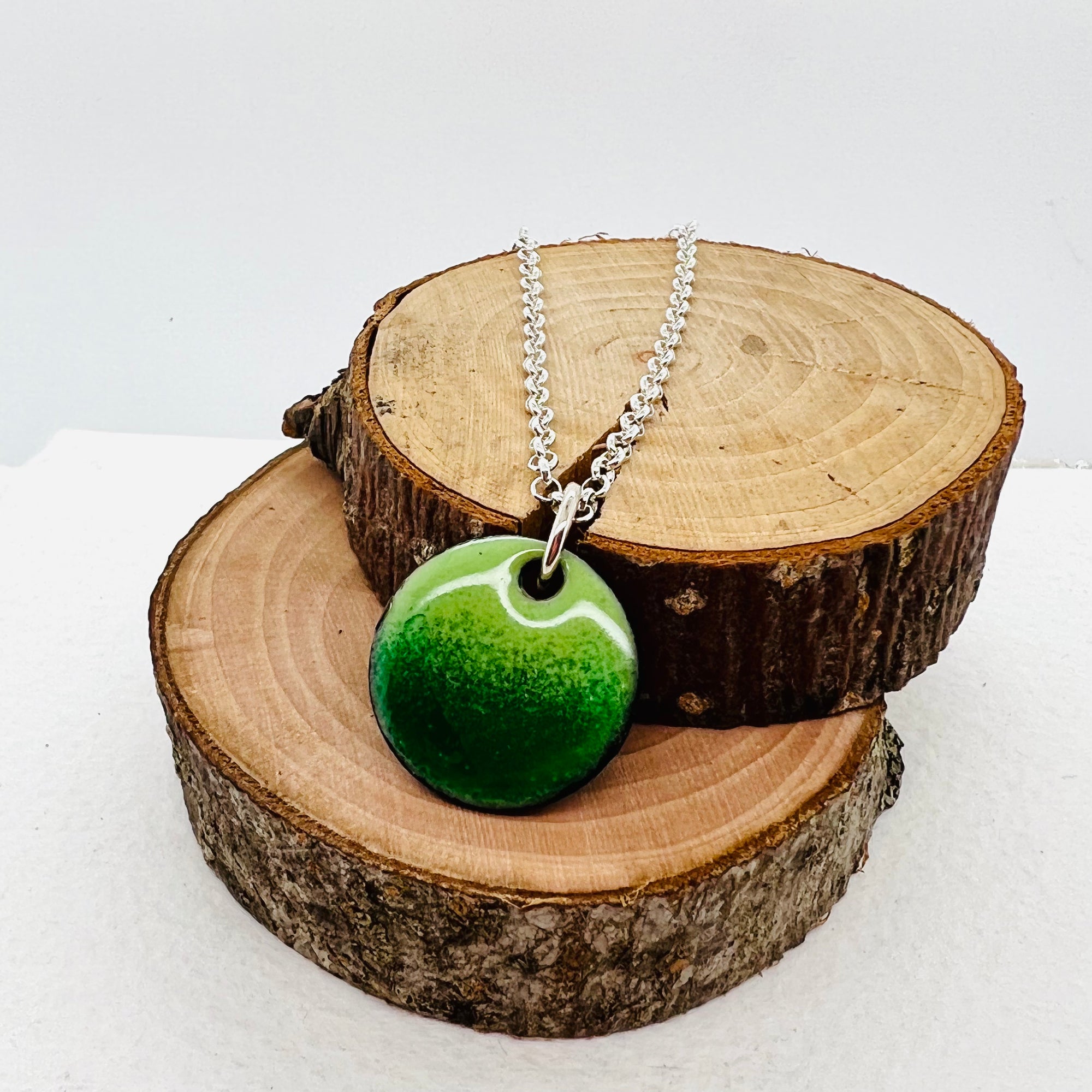 Enamelled Green Copper Pendant