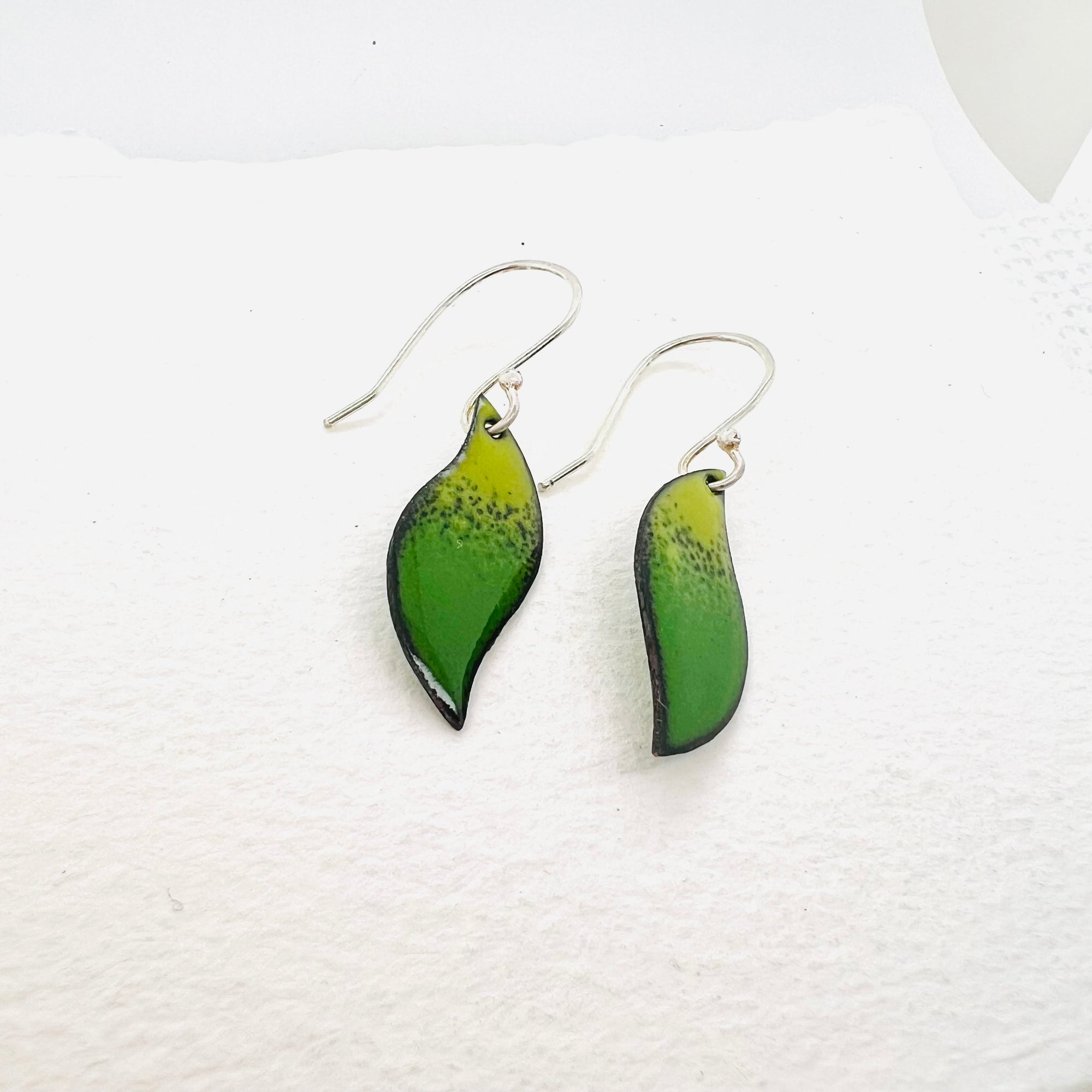 Green Enamel Drop Earrings