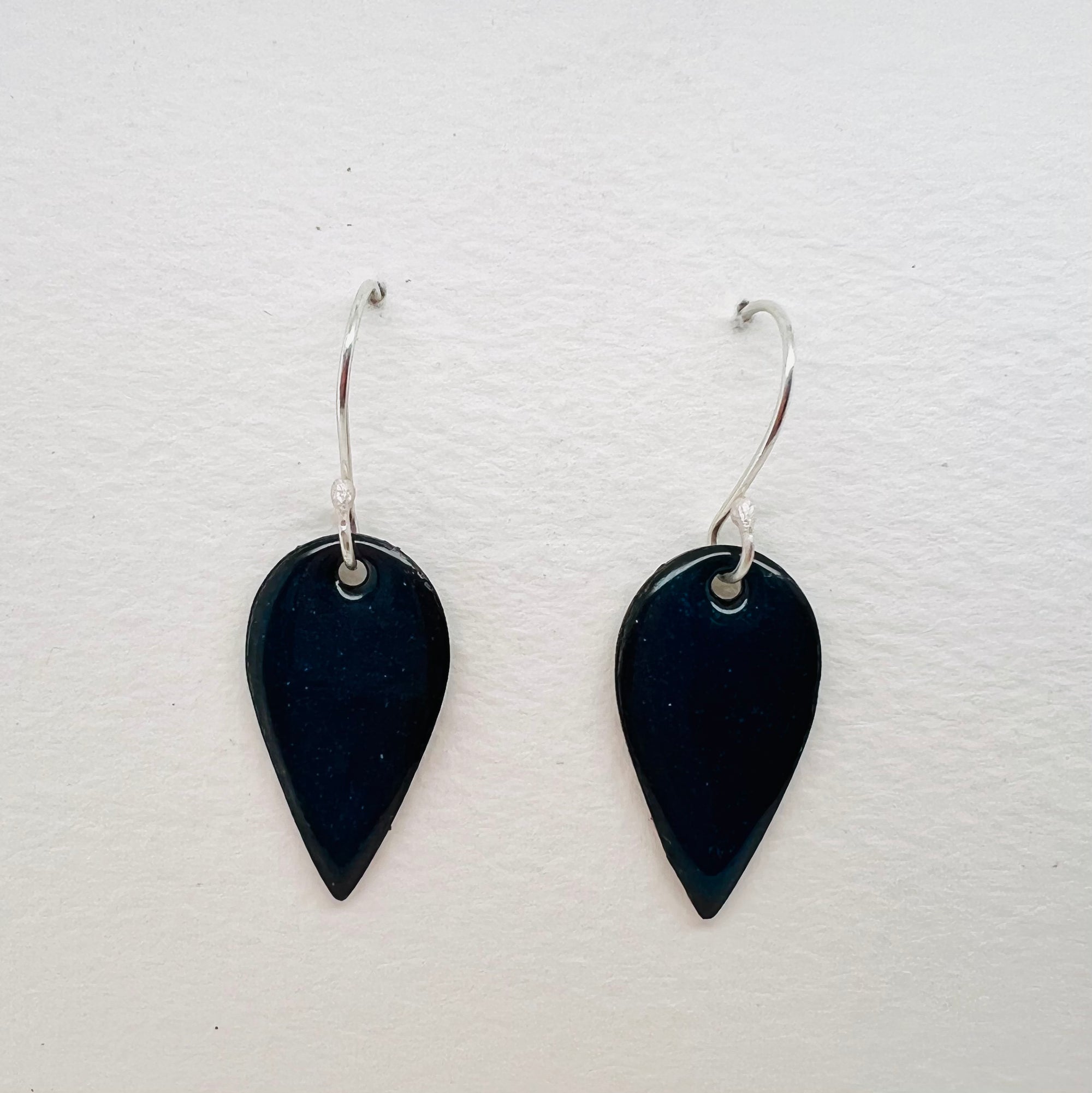 Enamelled Blue Transparent Tear Drop Earrings