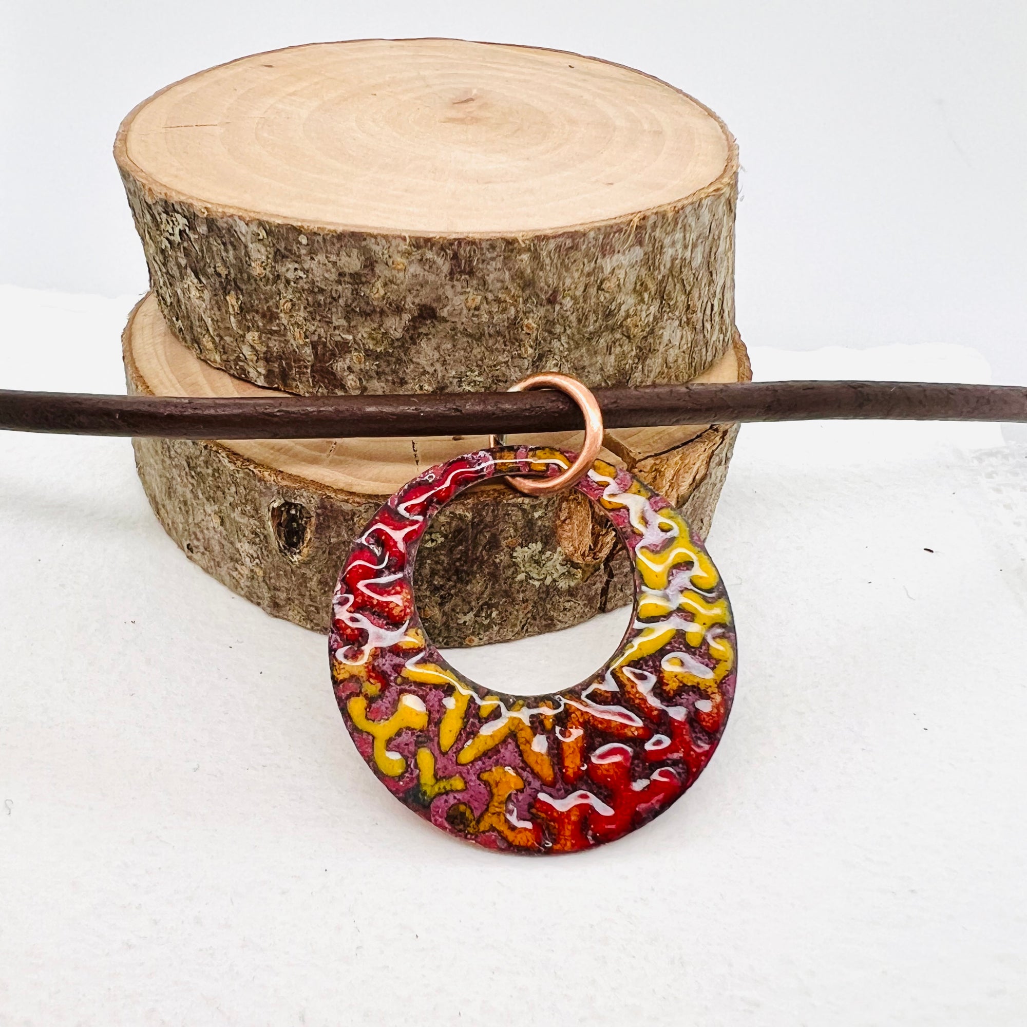 Patterned Enamel Disc Pendant