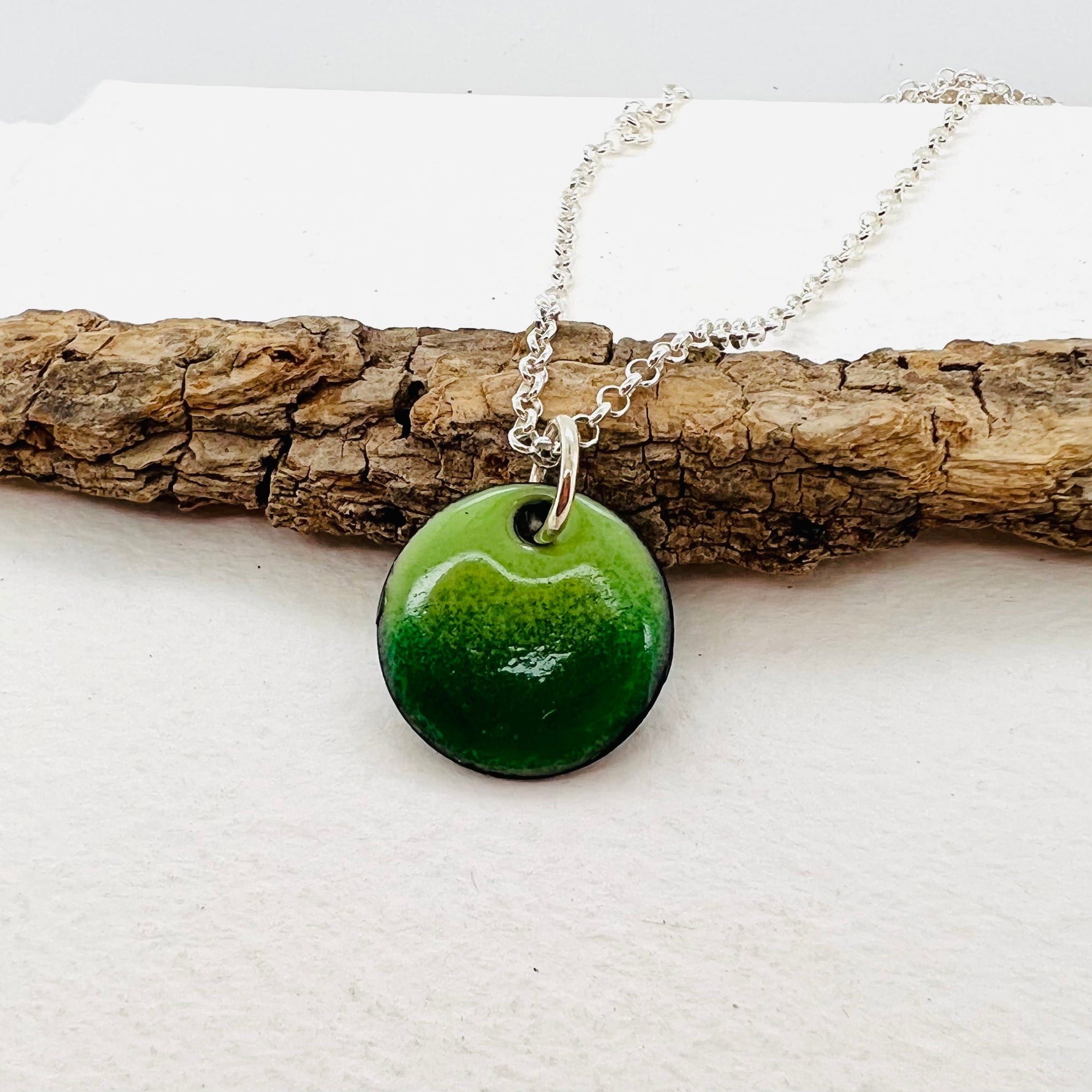 Enamelled Green Copper Pendant