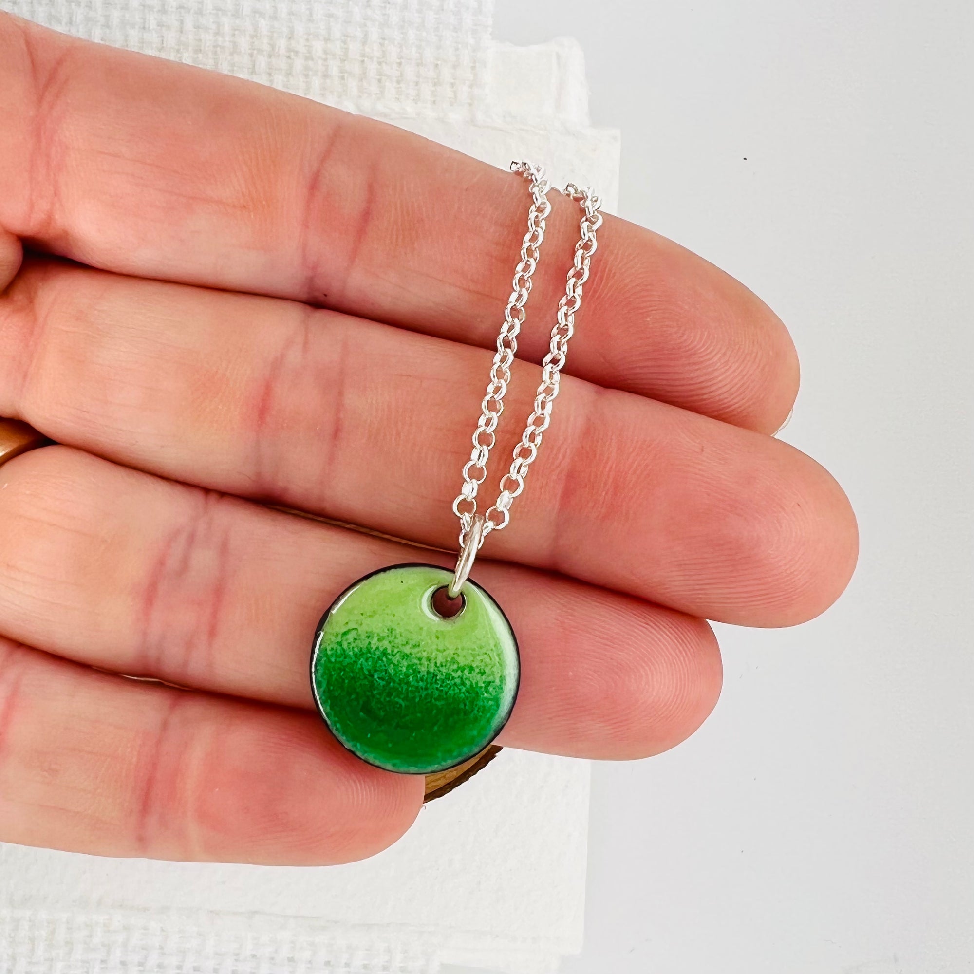 Enamelled Green Copper Pendant