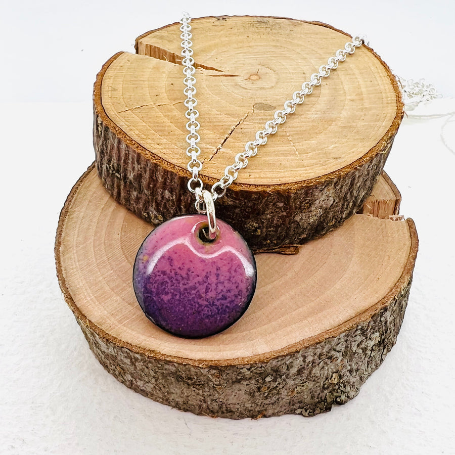 Purple/Pink Copper Enamelled Pendant