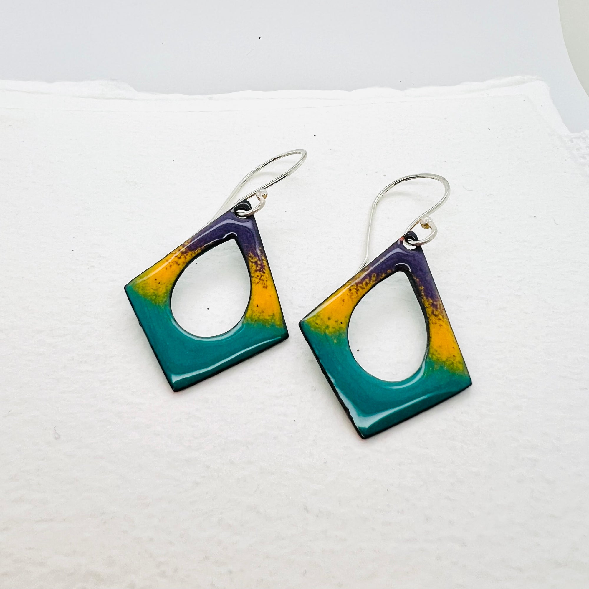 Geometric Bright Enamel Earrings