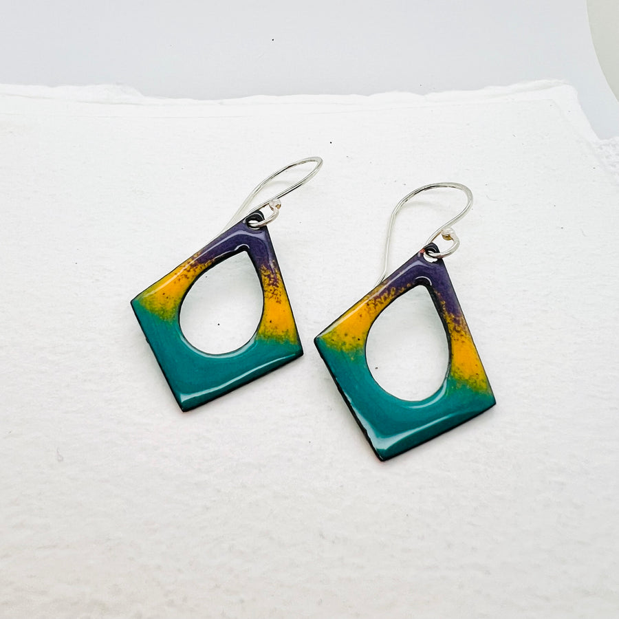 Geometric Bright Enamel Earrings