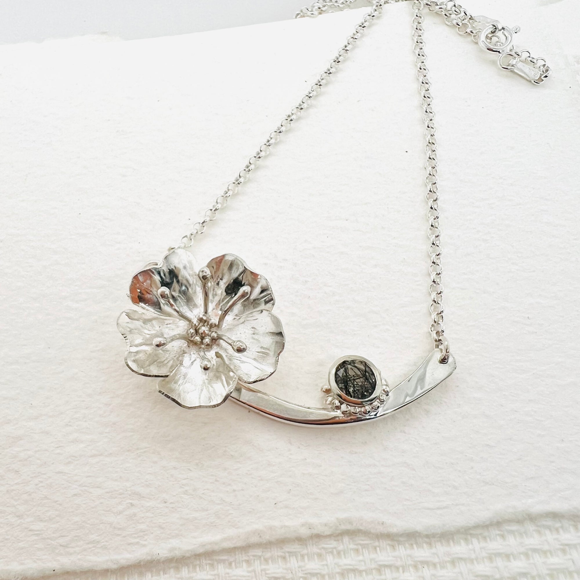 Rutilated Quartz Flower Pendant