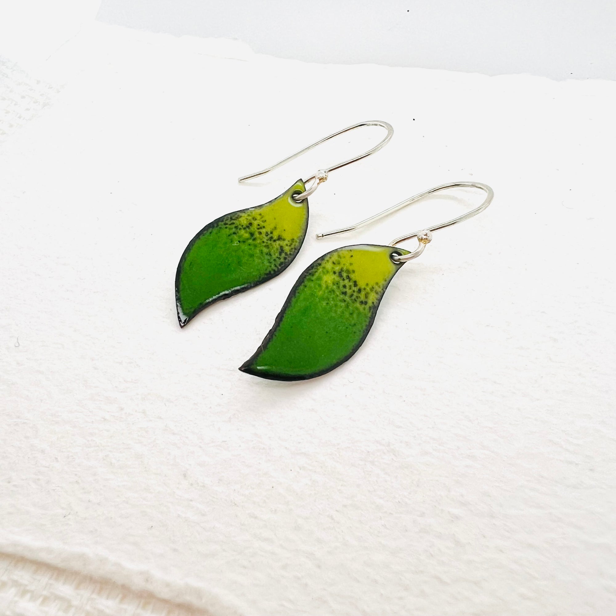 Green Enamel Drop Earrings