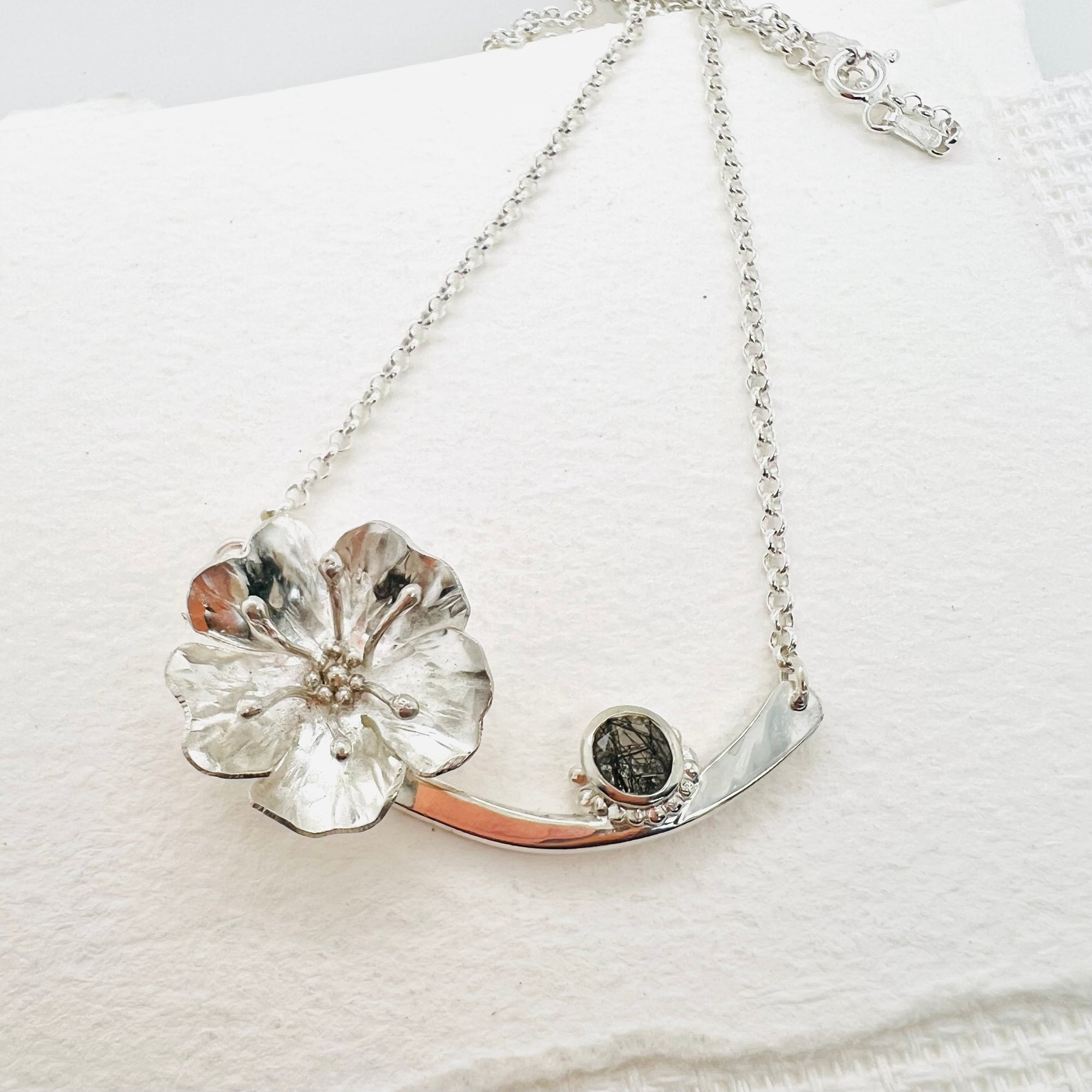 Rutilated Quartz Flower Pendant