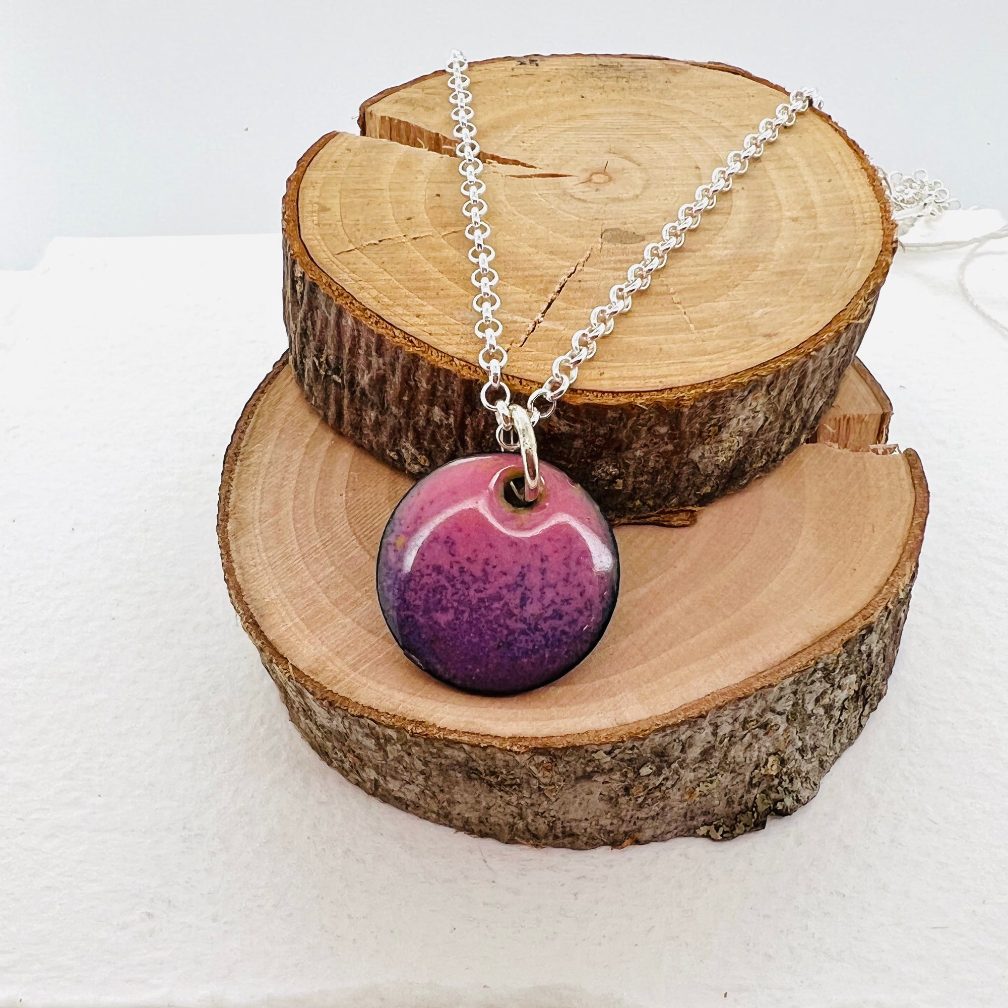 Purple/Pink Copper Enamelled Pendant