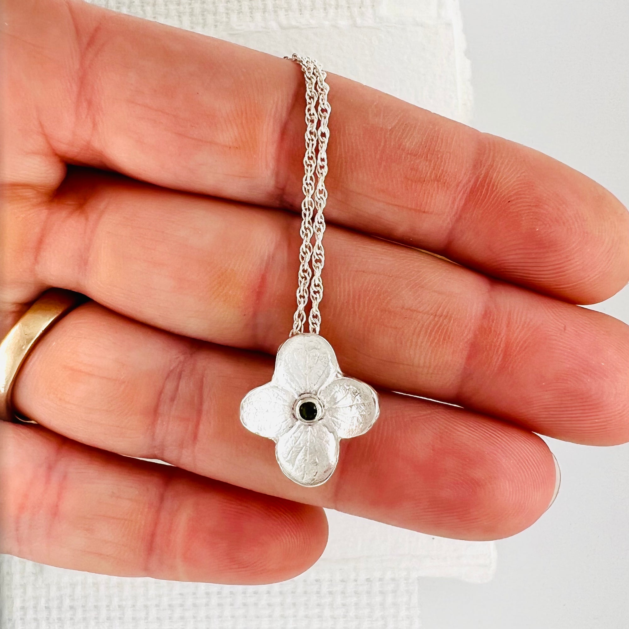 Hydrangea Small Pendant with Green Tourmaline