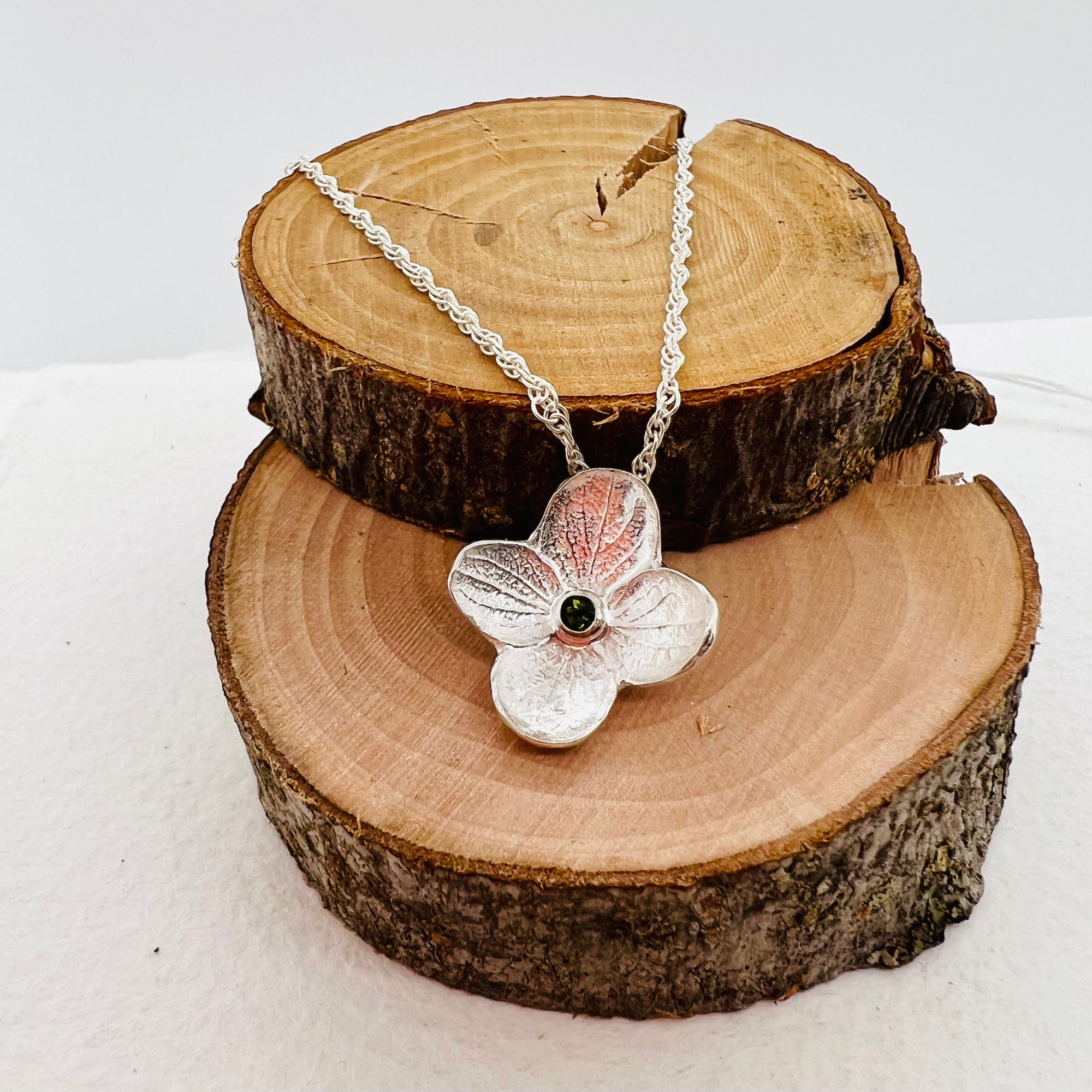 Hydrangea Small Pendant with Green Tourmaline