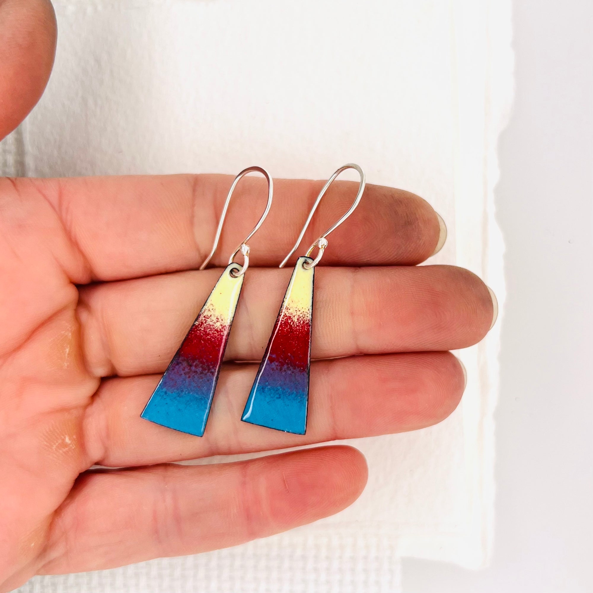 Colour Block Enamel Earrings