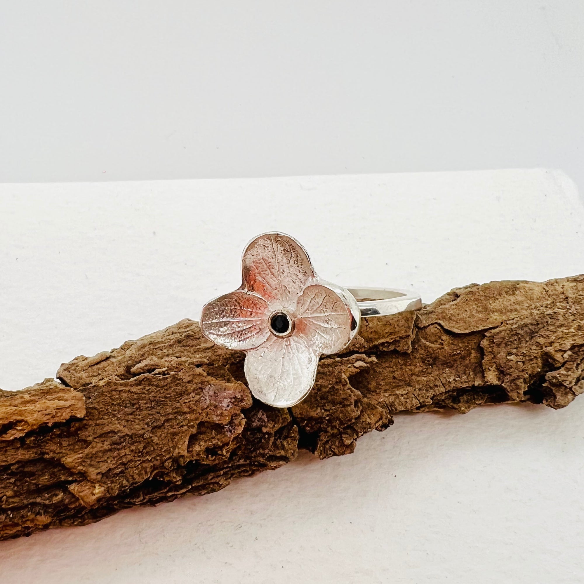 Green Tourmaline Small Hydrangea Ring