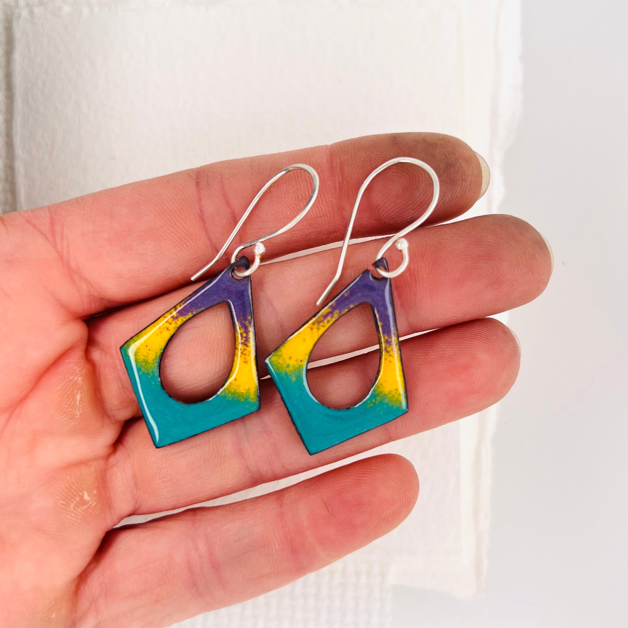 Geometric Bright Enamel Earrings