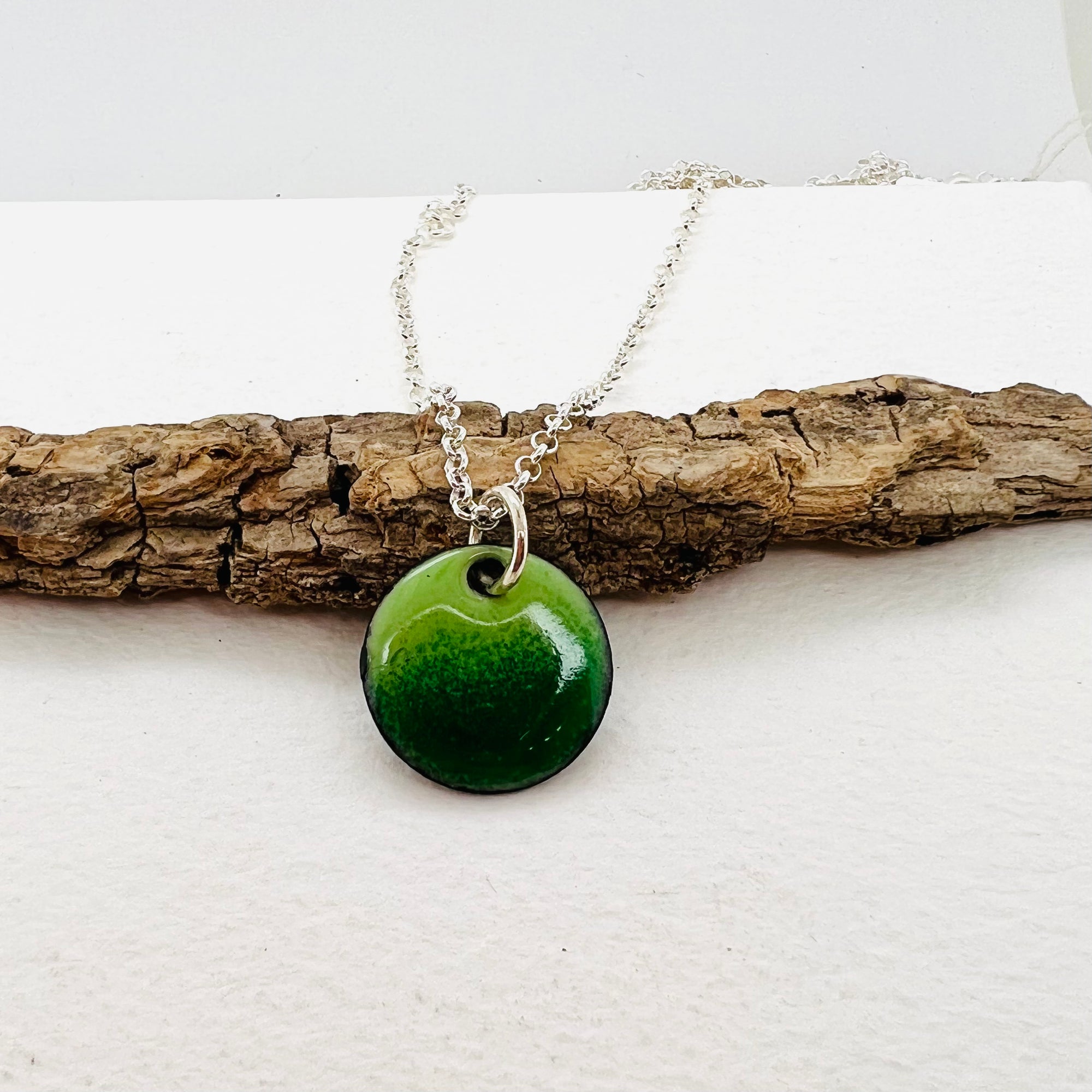 Enamelled Green Copper Pendant