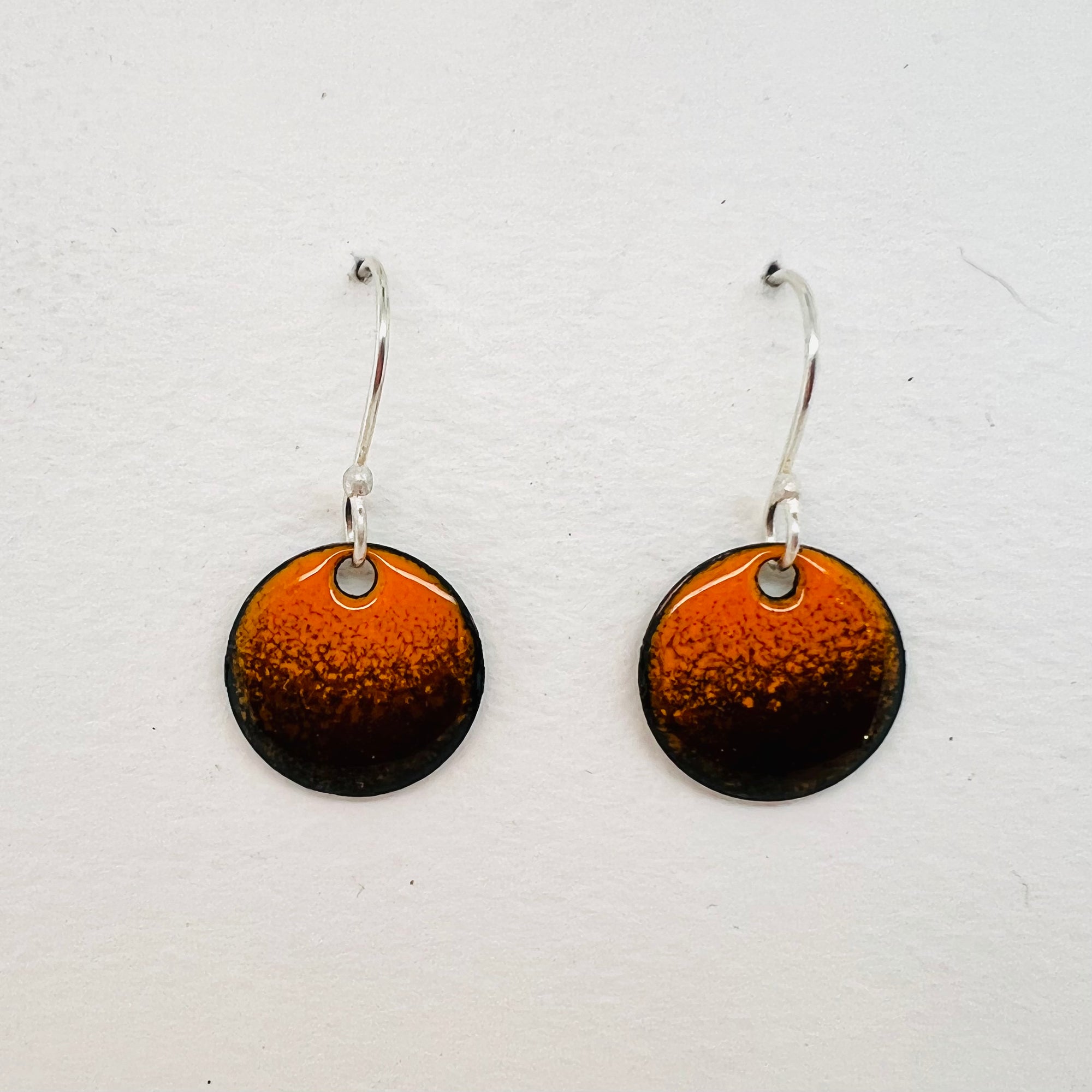 Brown and Orange Copper Enamelled Earrings