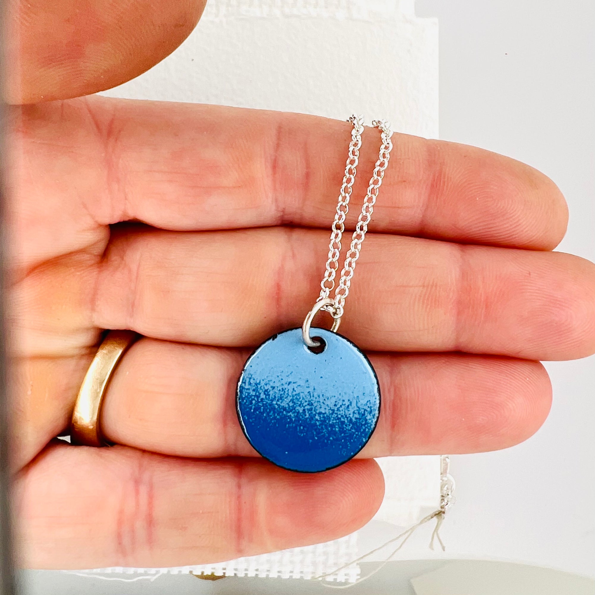 Copper Enamelled Blue Pendant
