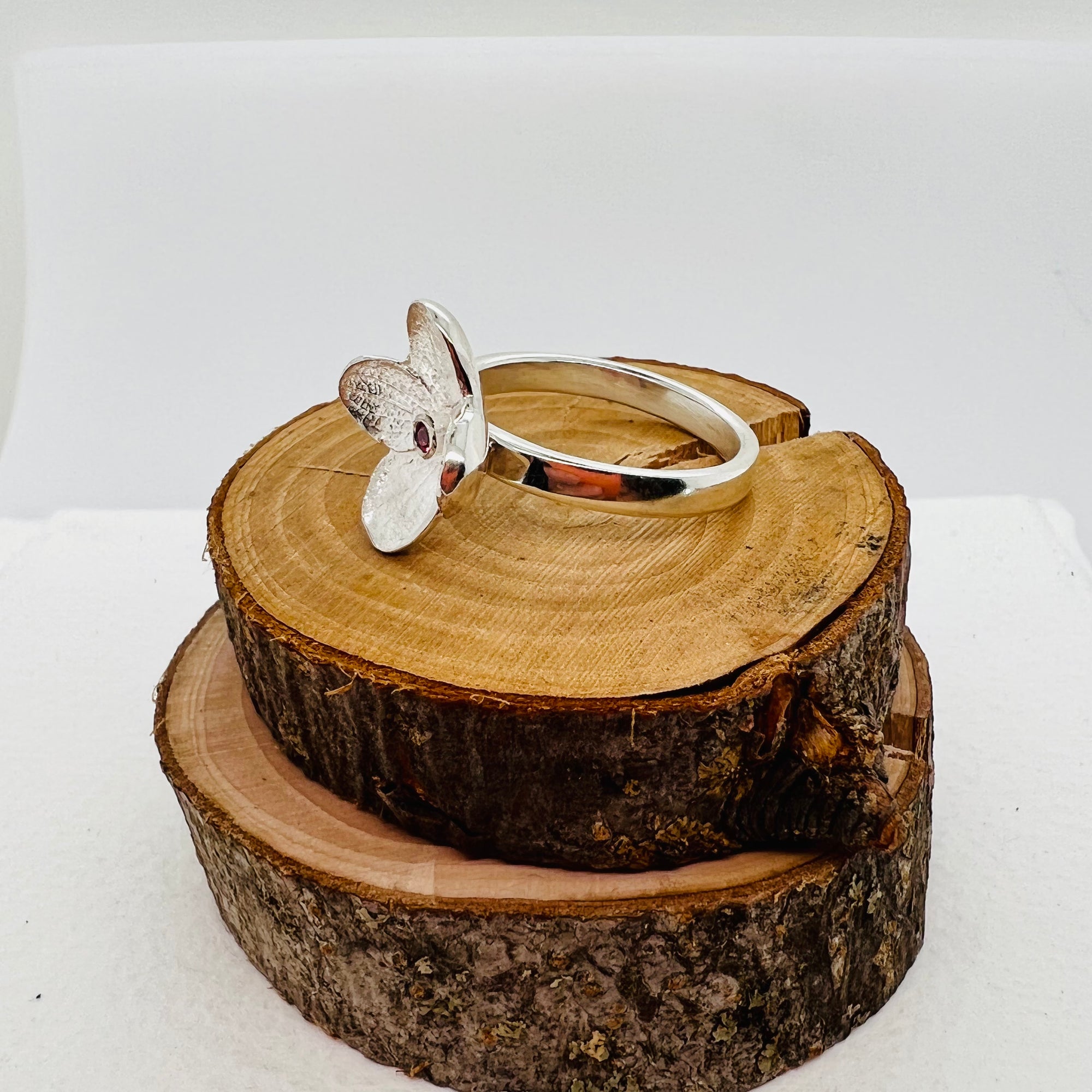 Small Hydrangea Ring with Pink Tourmaline