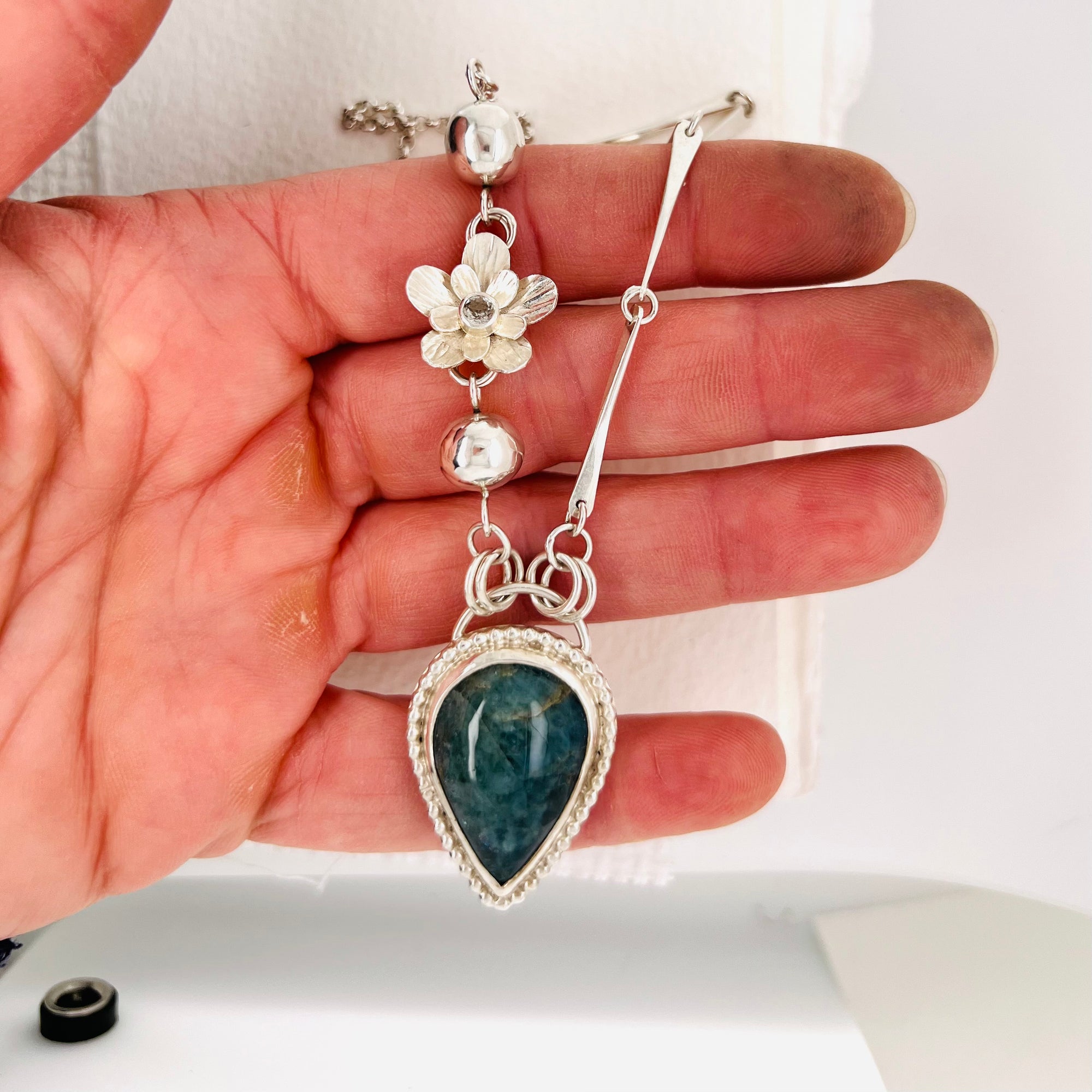 Aquamarine Floral Necklace