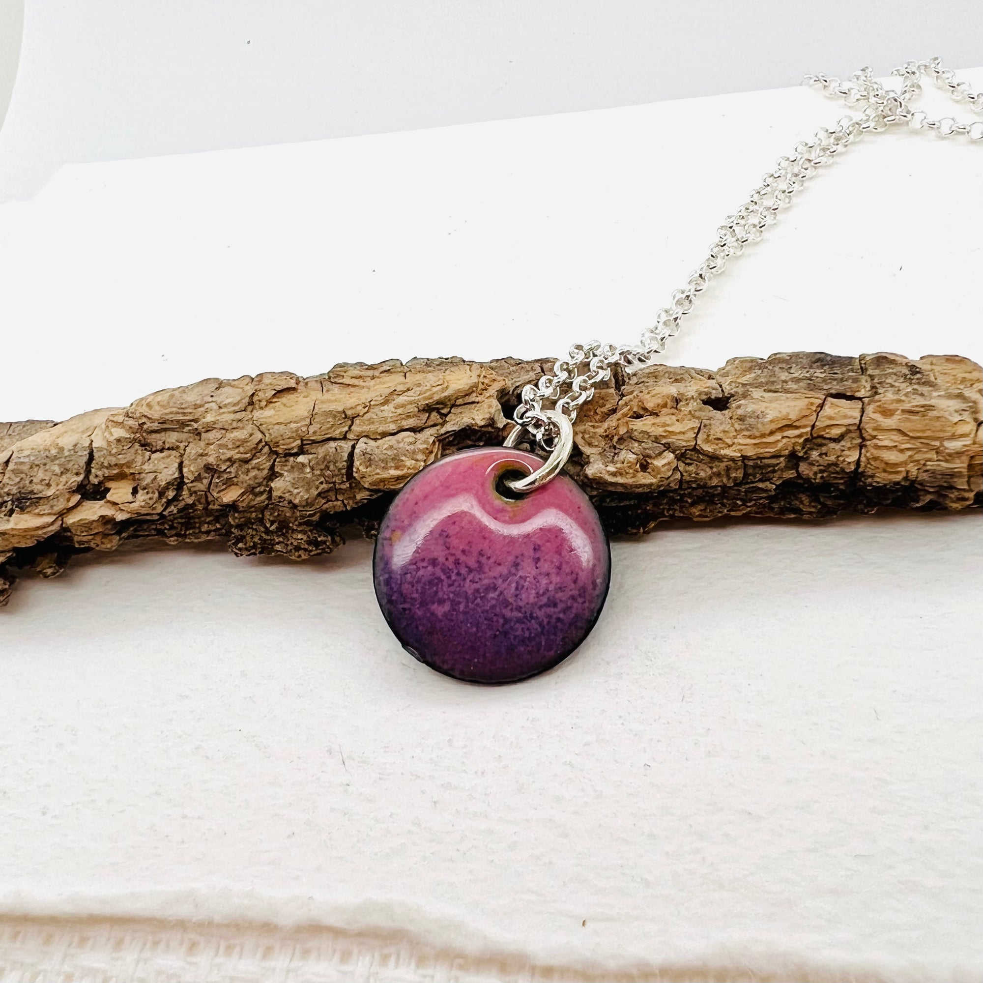 Purple/Pink Copper Enamelled Pendant