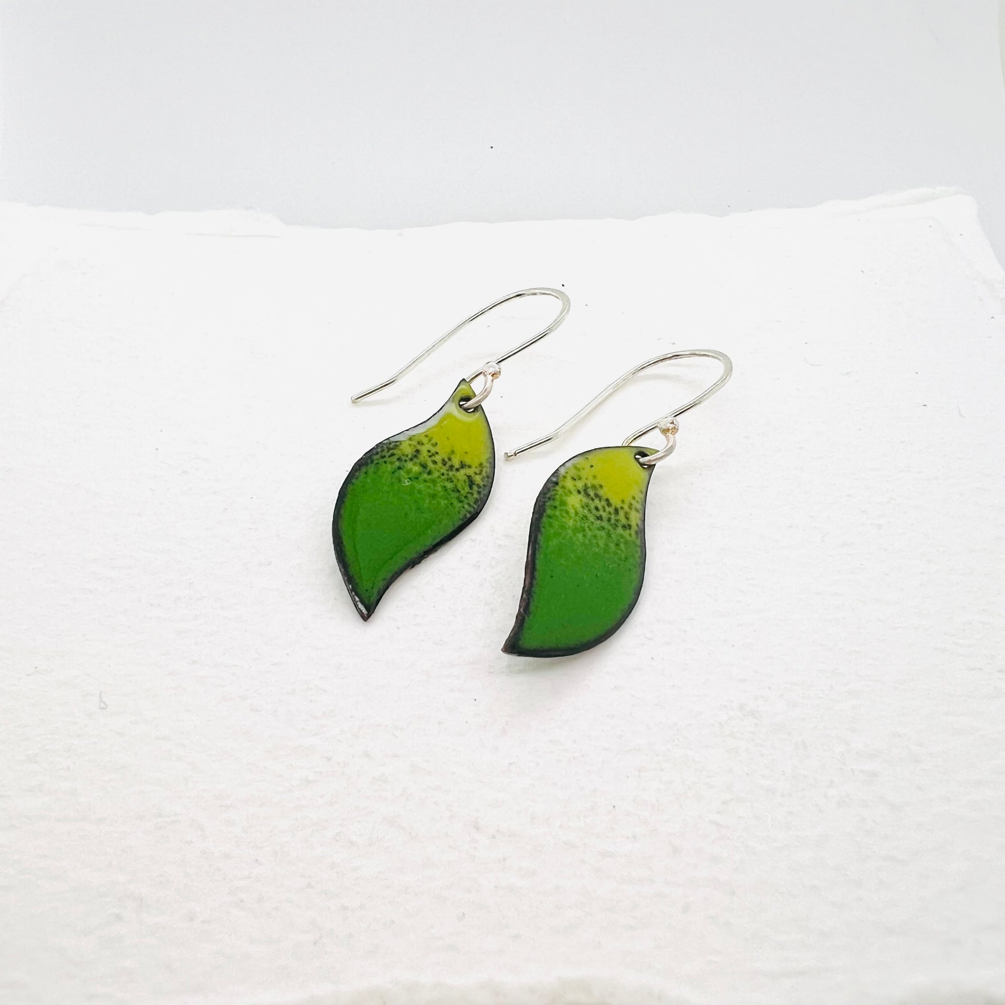 Green Enamel Drop Earrings