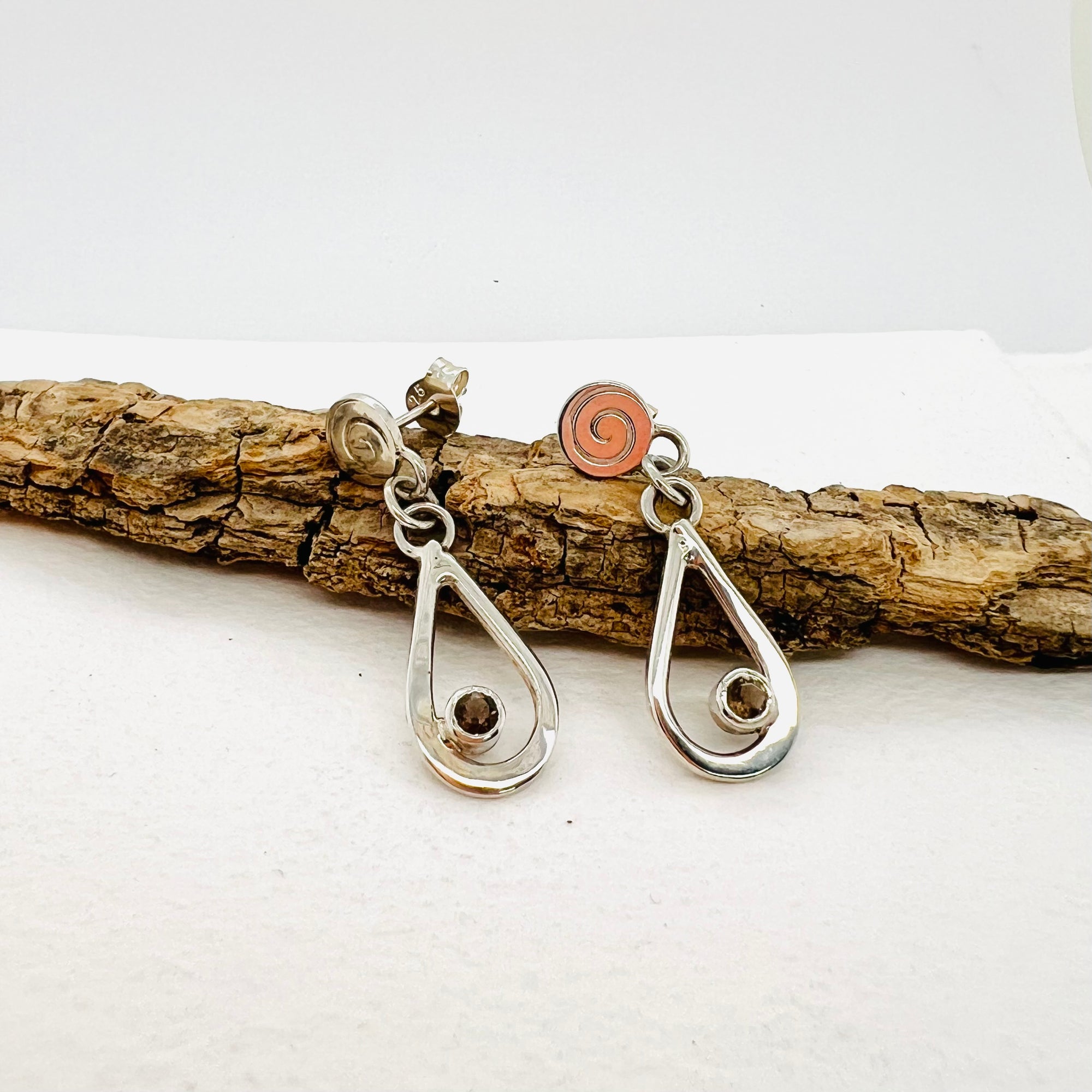 Forged Dangle Earrings with Smoky Quartz