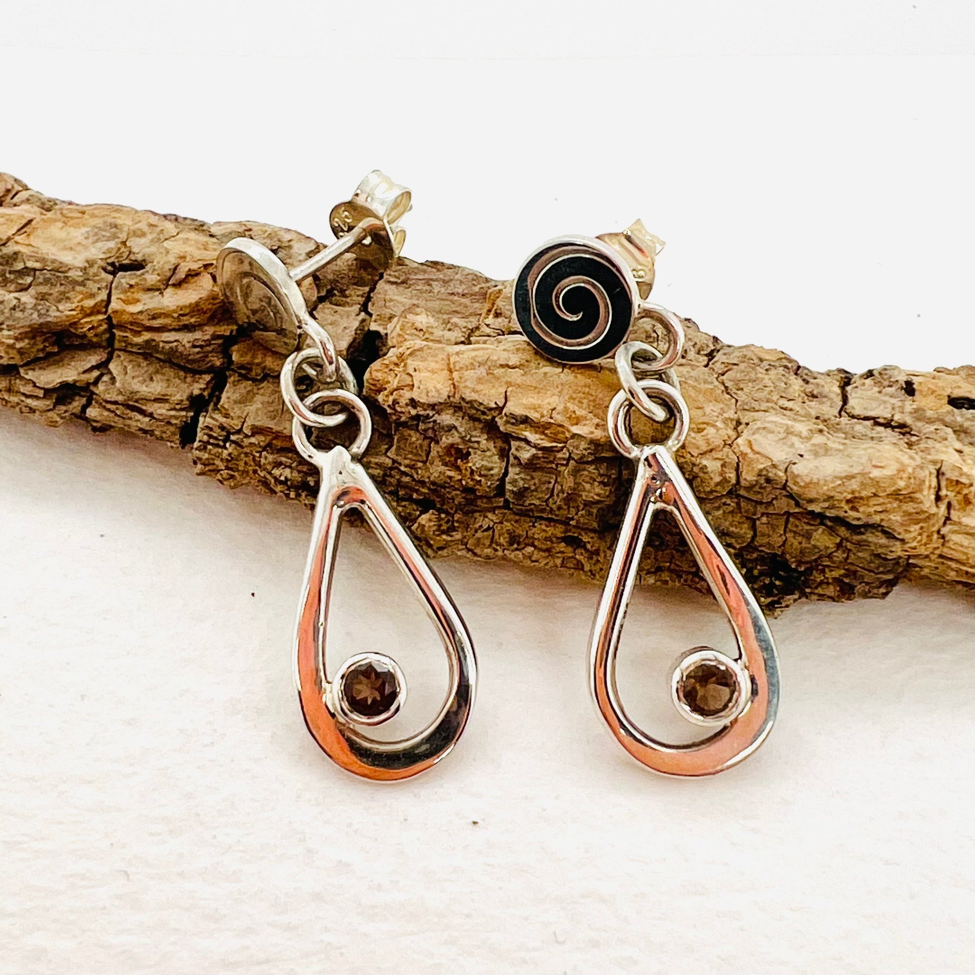 Forged Dangle Earrings with Smoky Quartz