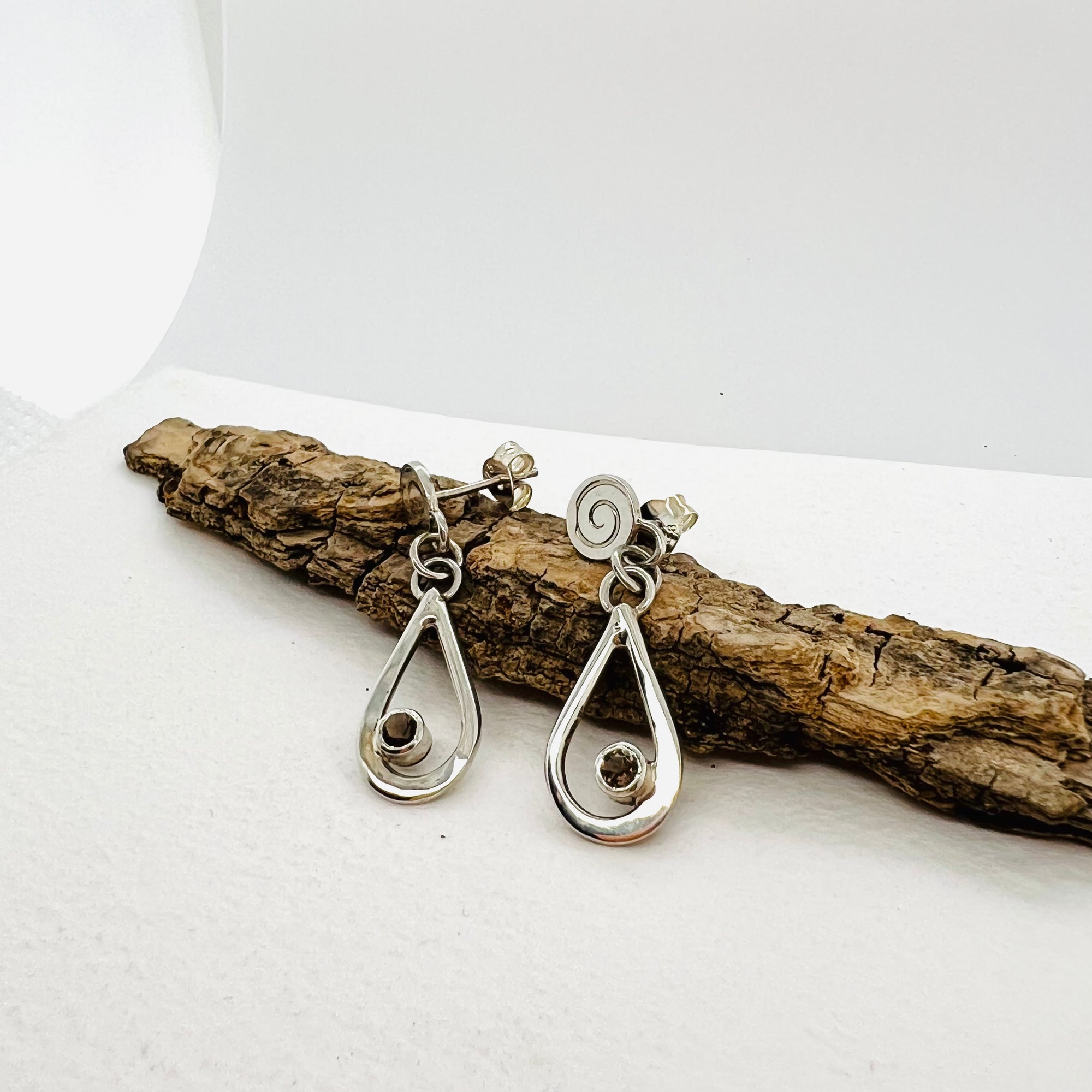 Forged Dangle Earrings with Smoky Quartz