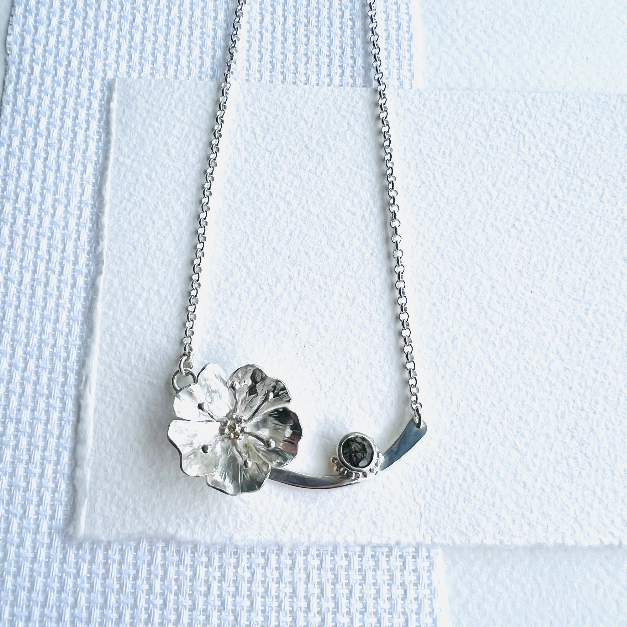 Rutilated Quartz Flower Pendant