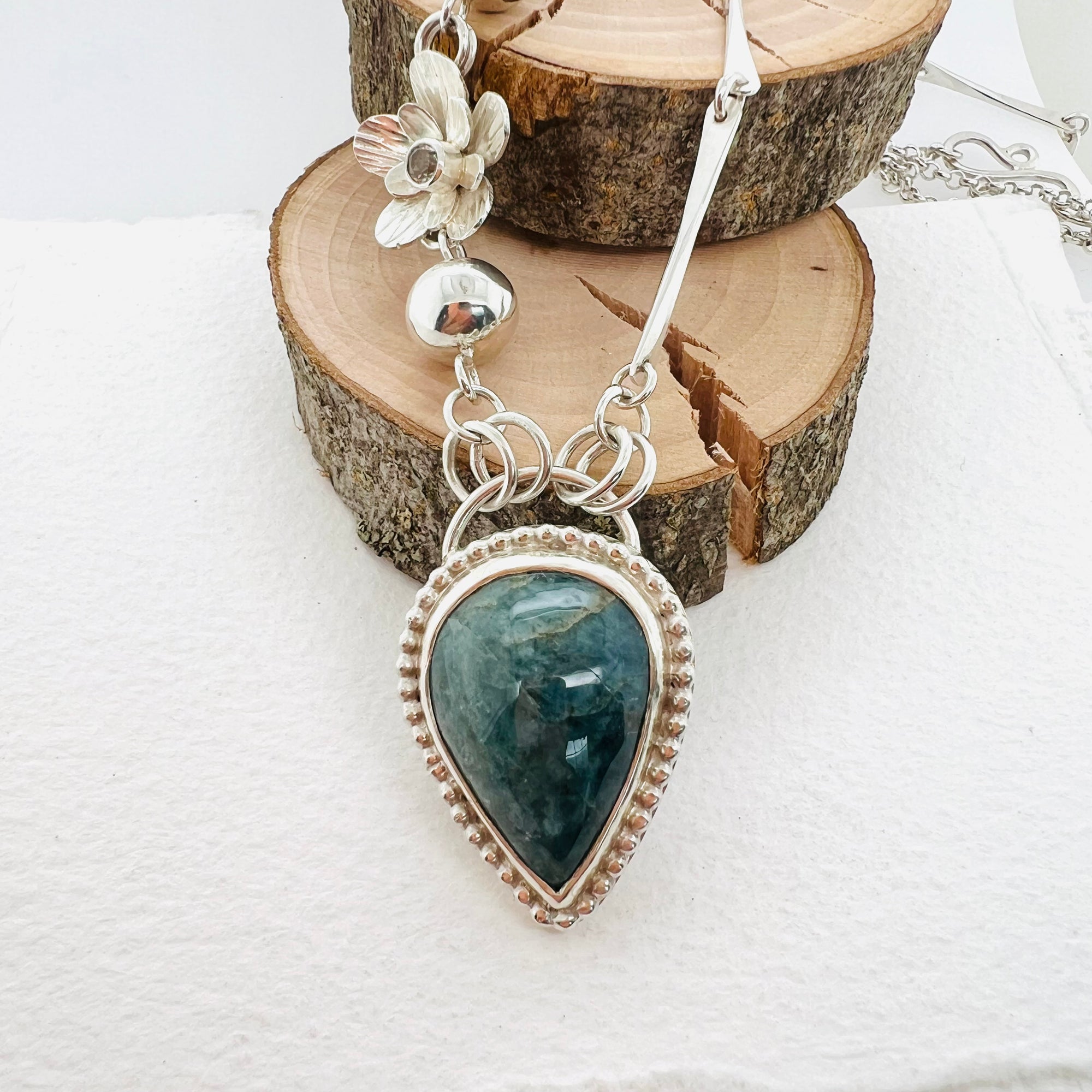 Aquamarine Floral Necklace