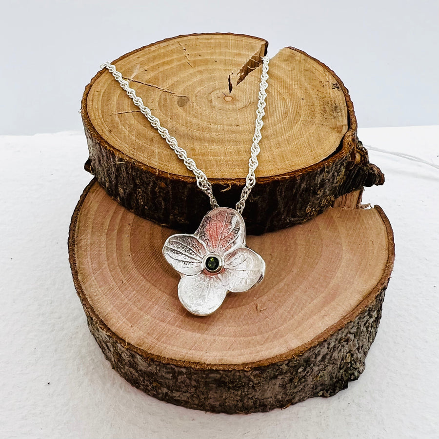 Hydrangea Small Pendant with Green Tourmaline