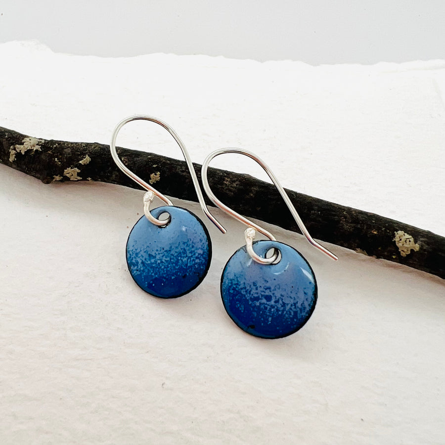 Blue Enamelled Copper Earrings