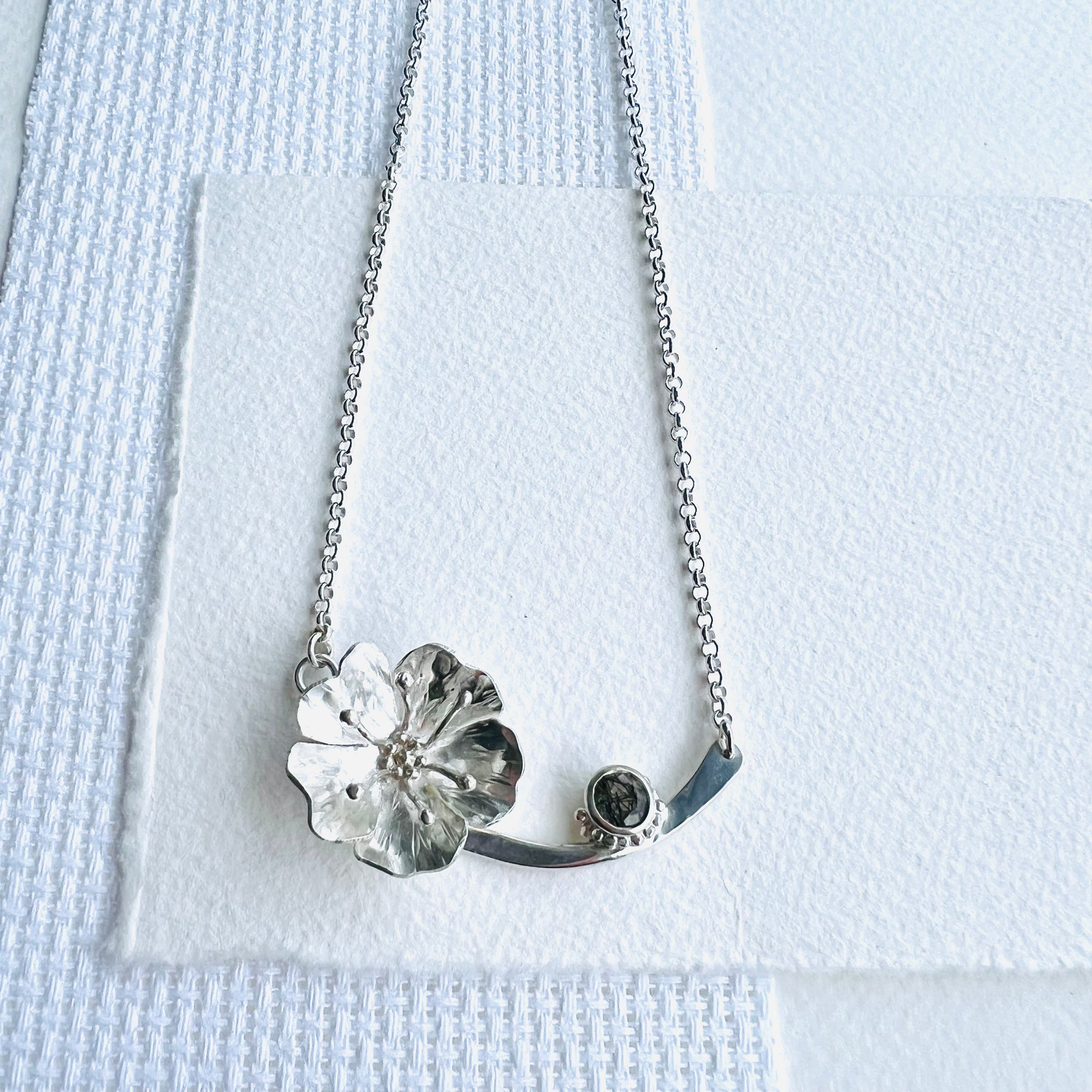 Rutilated Quartz Flower Pendant