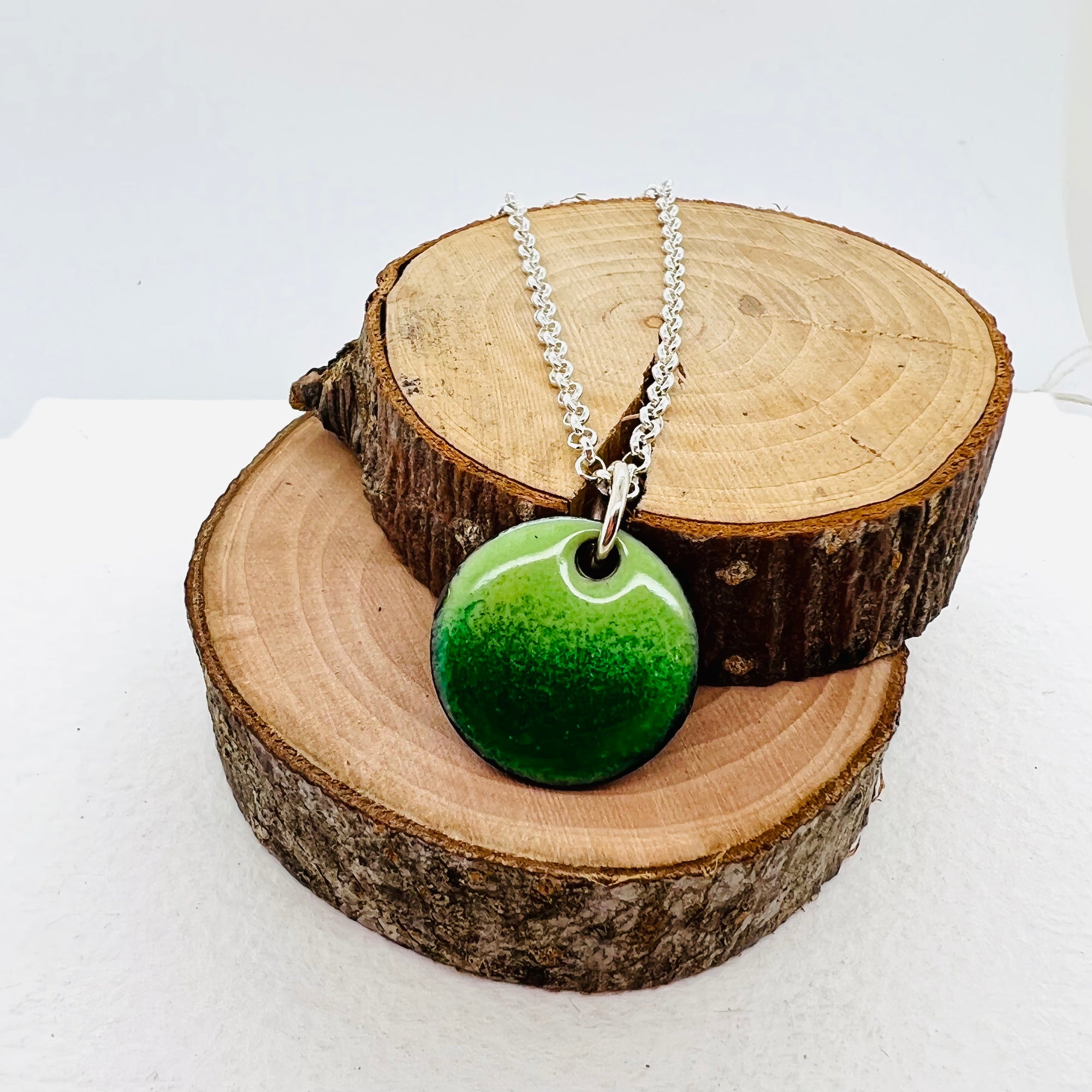 Enamelled Green Copper Pendant