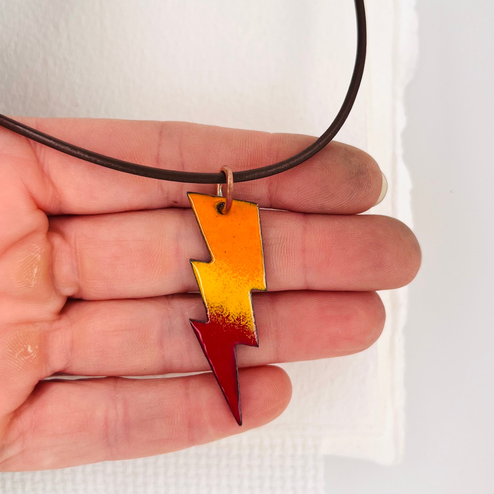 Lightening Bolt Enamel Pendant