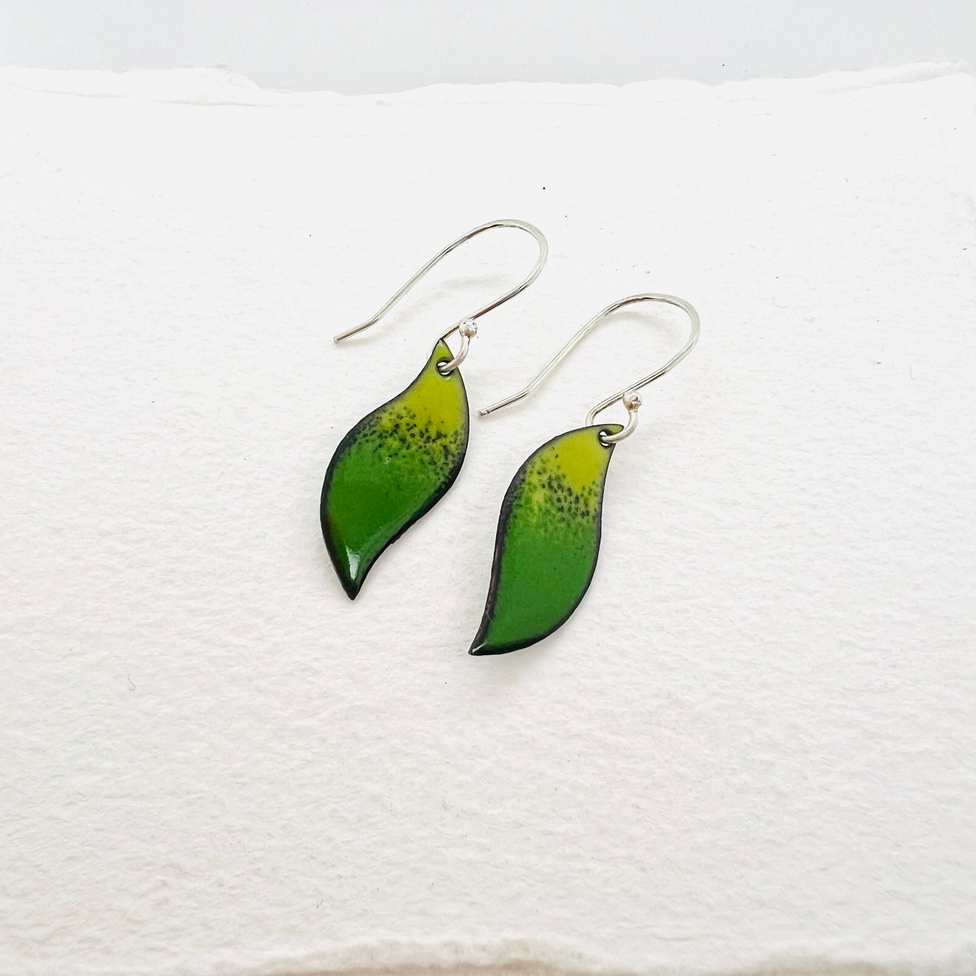 Green Enamel Drop Earrings