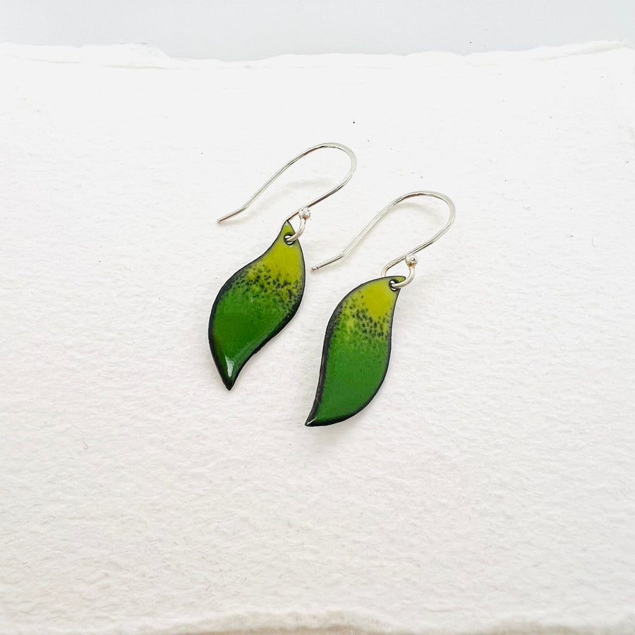 Green Enamel Drop Earrings