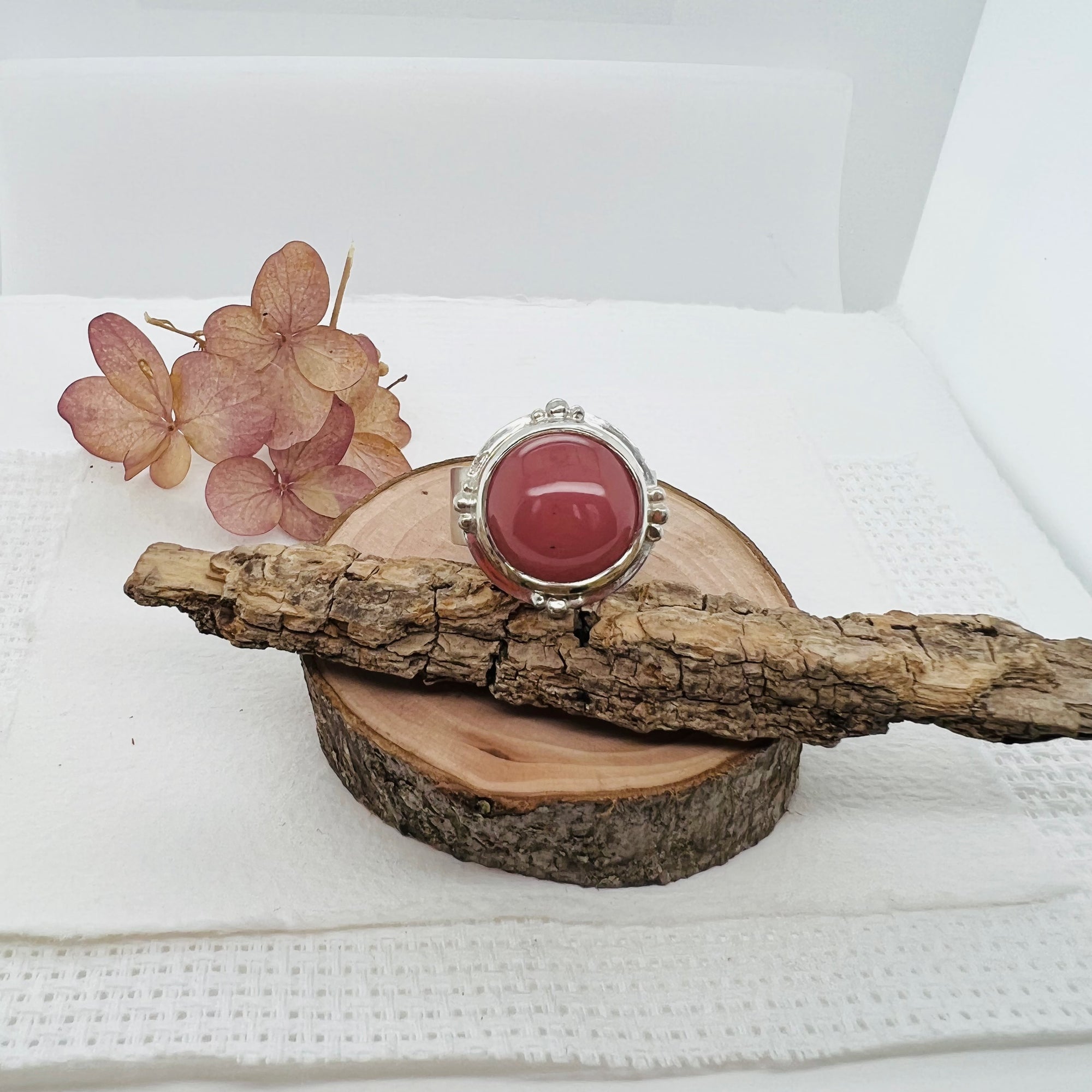 Guava Quartz Wide Band Ring