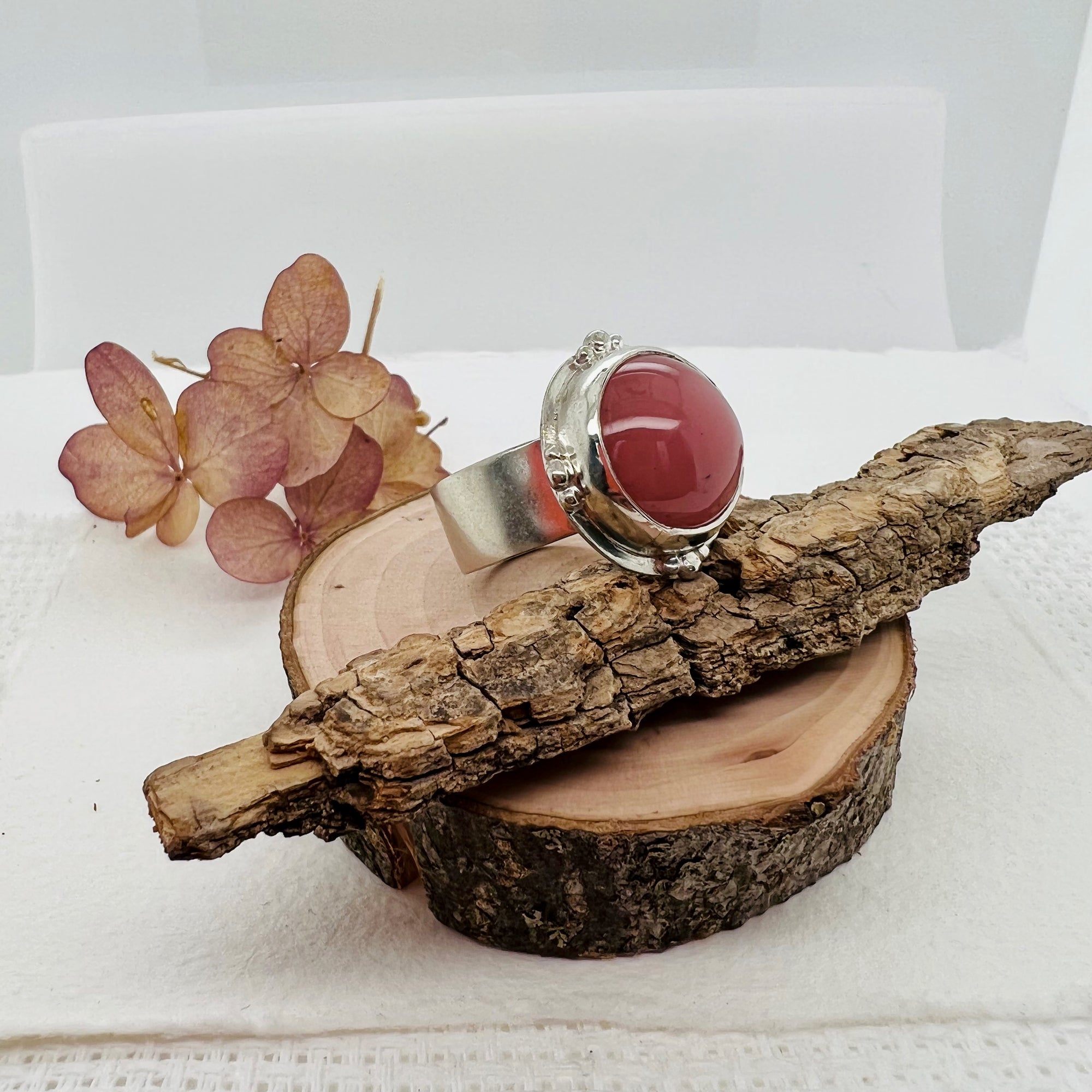 Guava Quartz Wide Band Ring