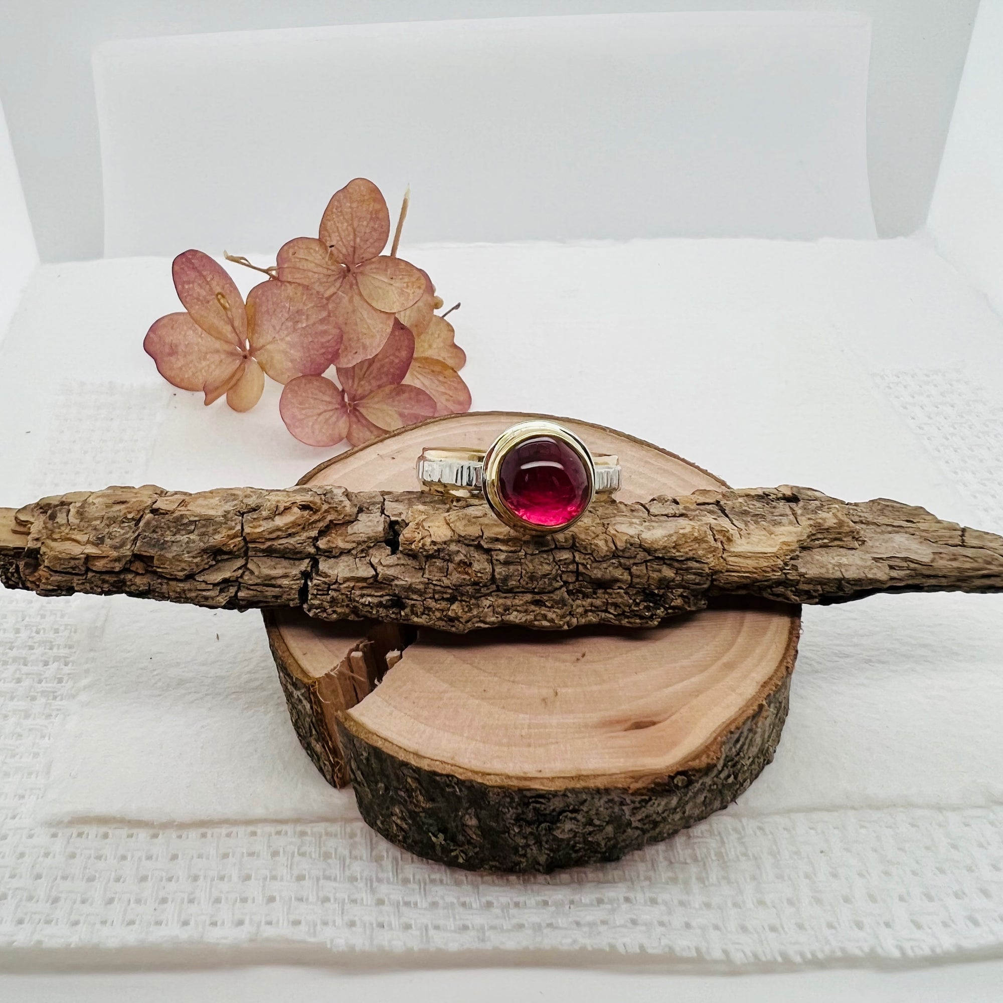 Pink Tourmaline and Gold Ring