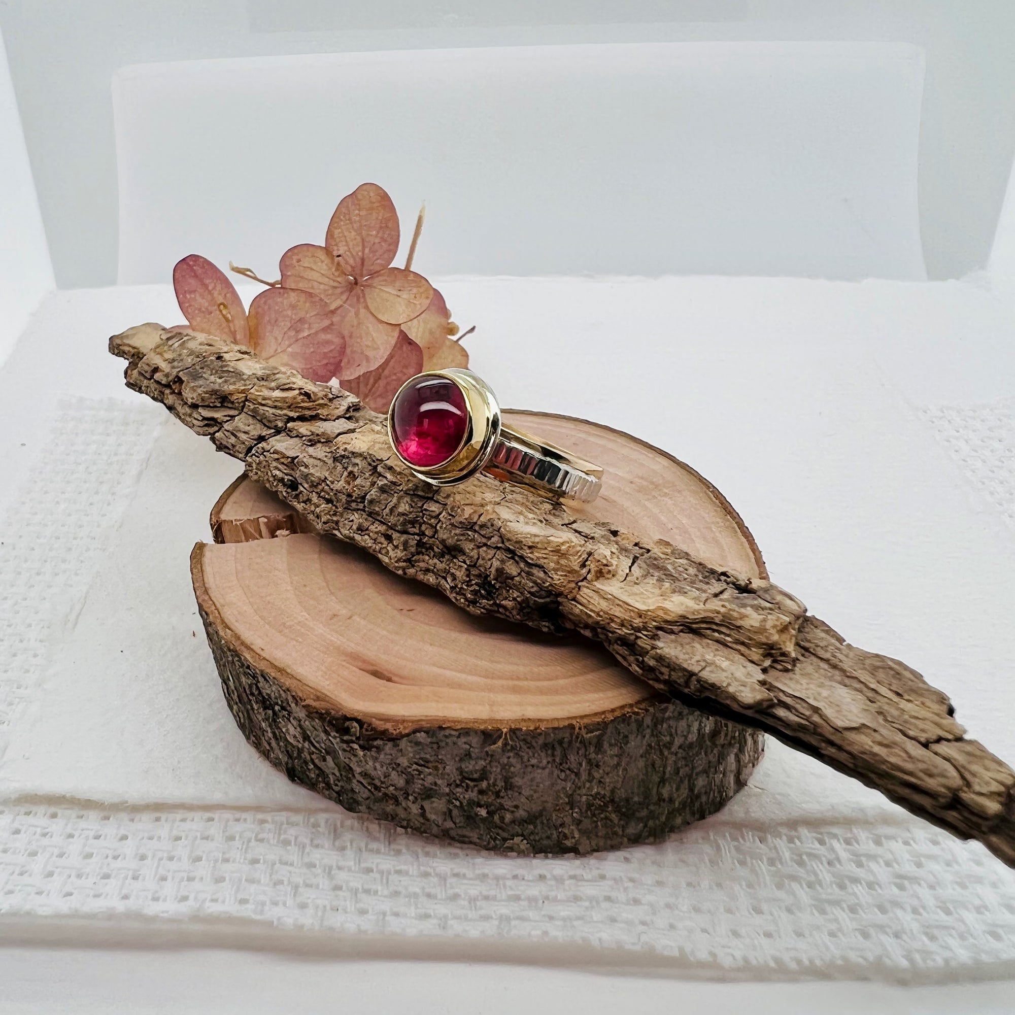 Pink Tourmaline and Gold Ring