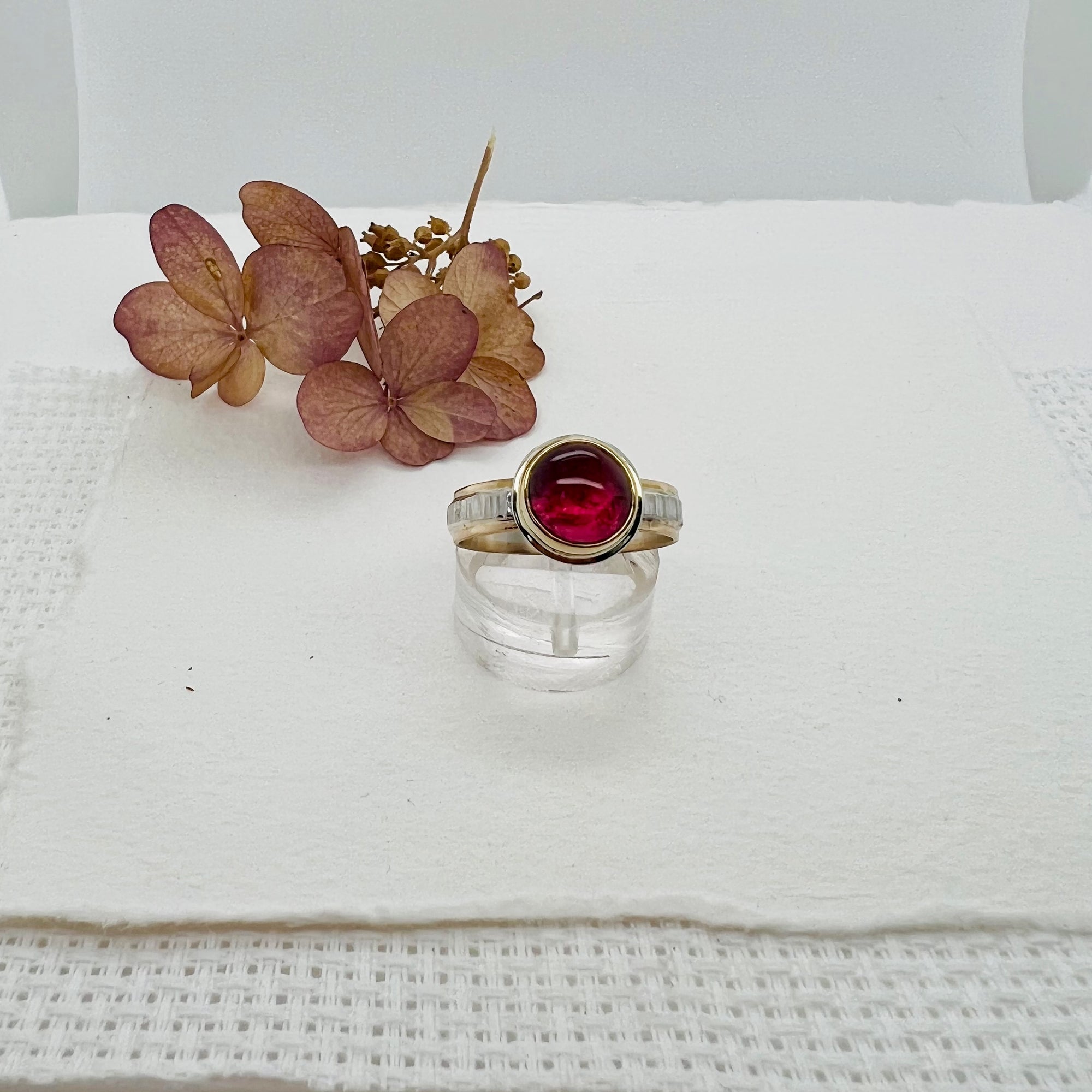 Pink Tourmaline and Gold Ring