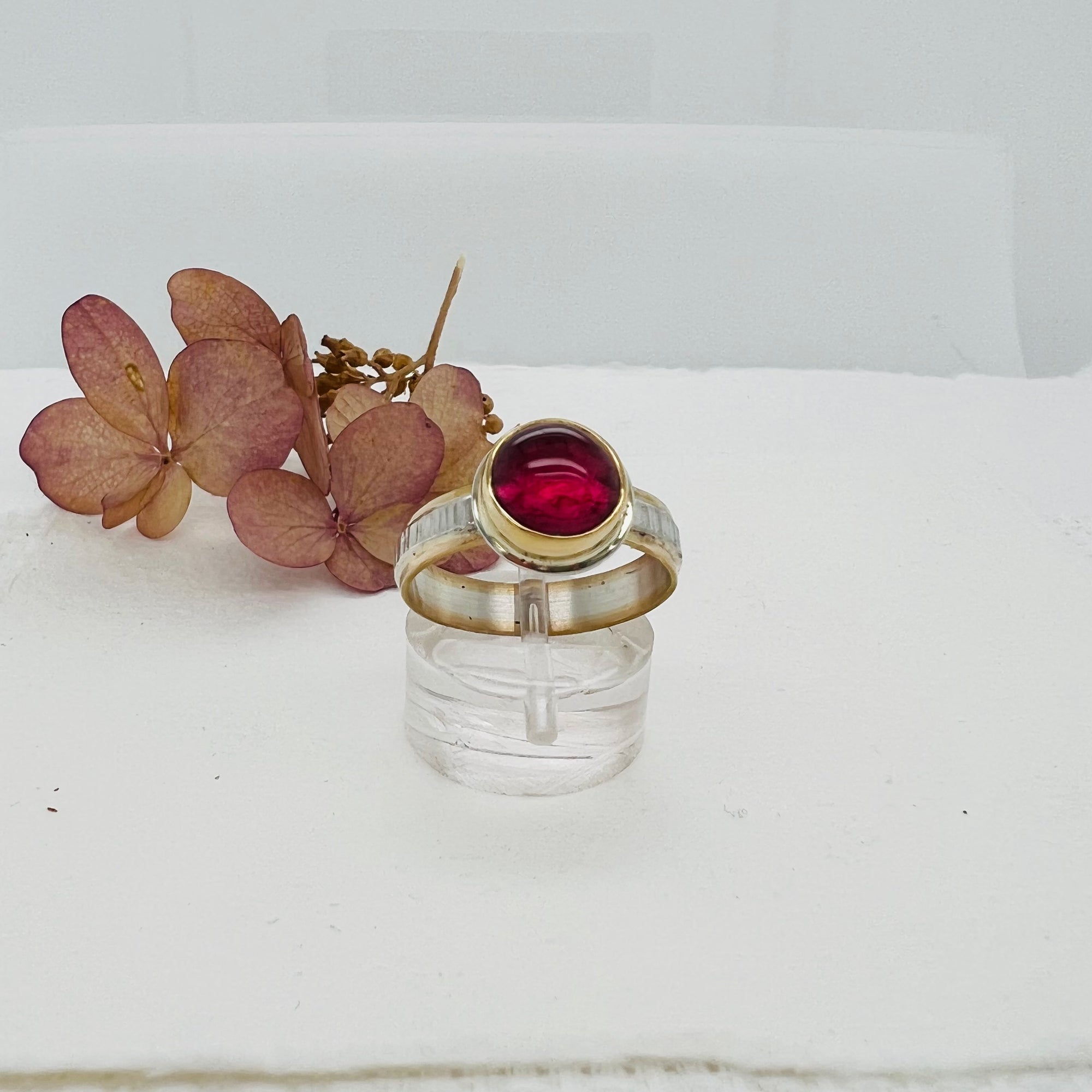 Pink Tourmaline and Gold Ring
