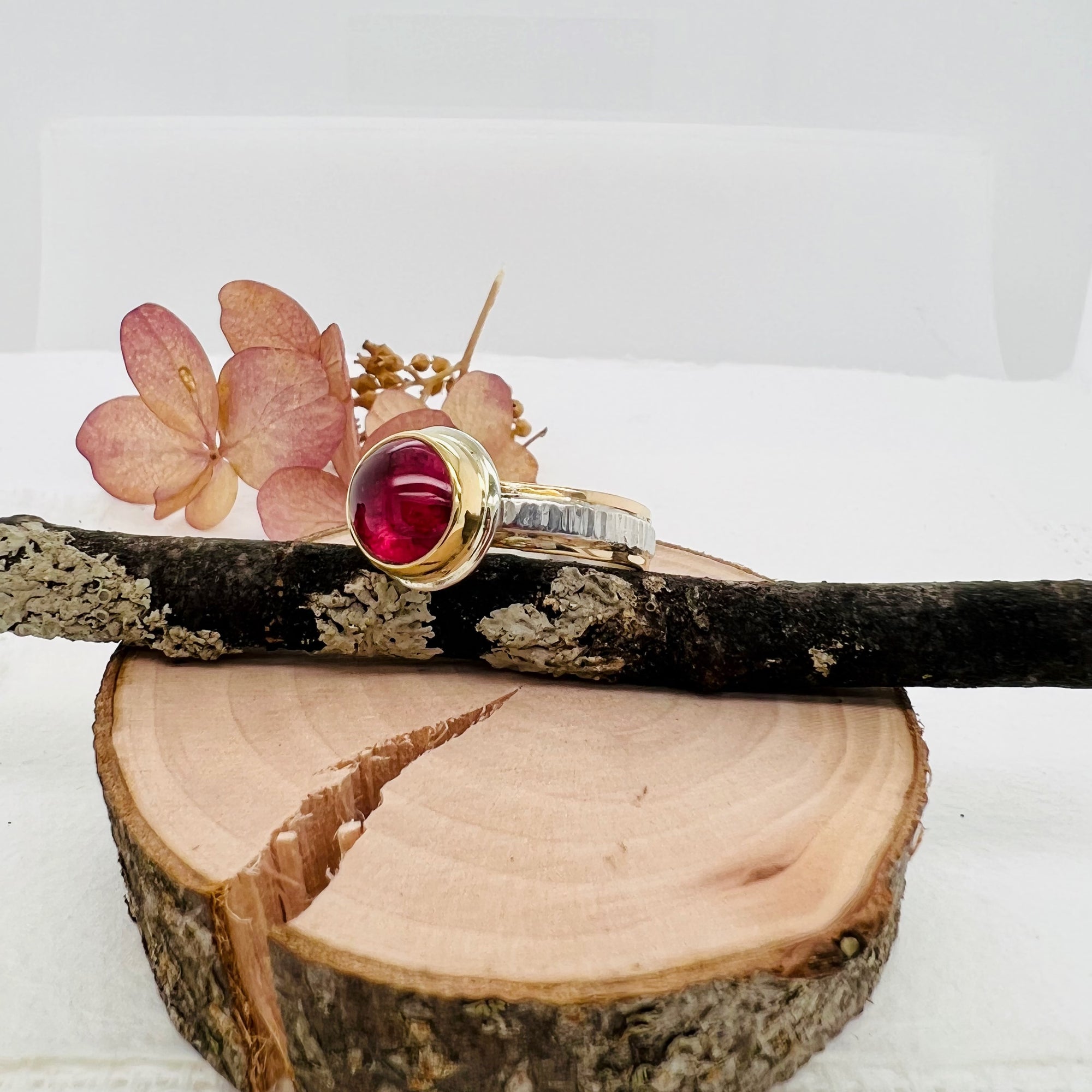 Pink Tourmaline and Gold Ring