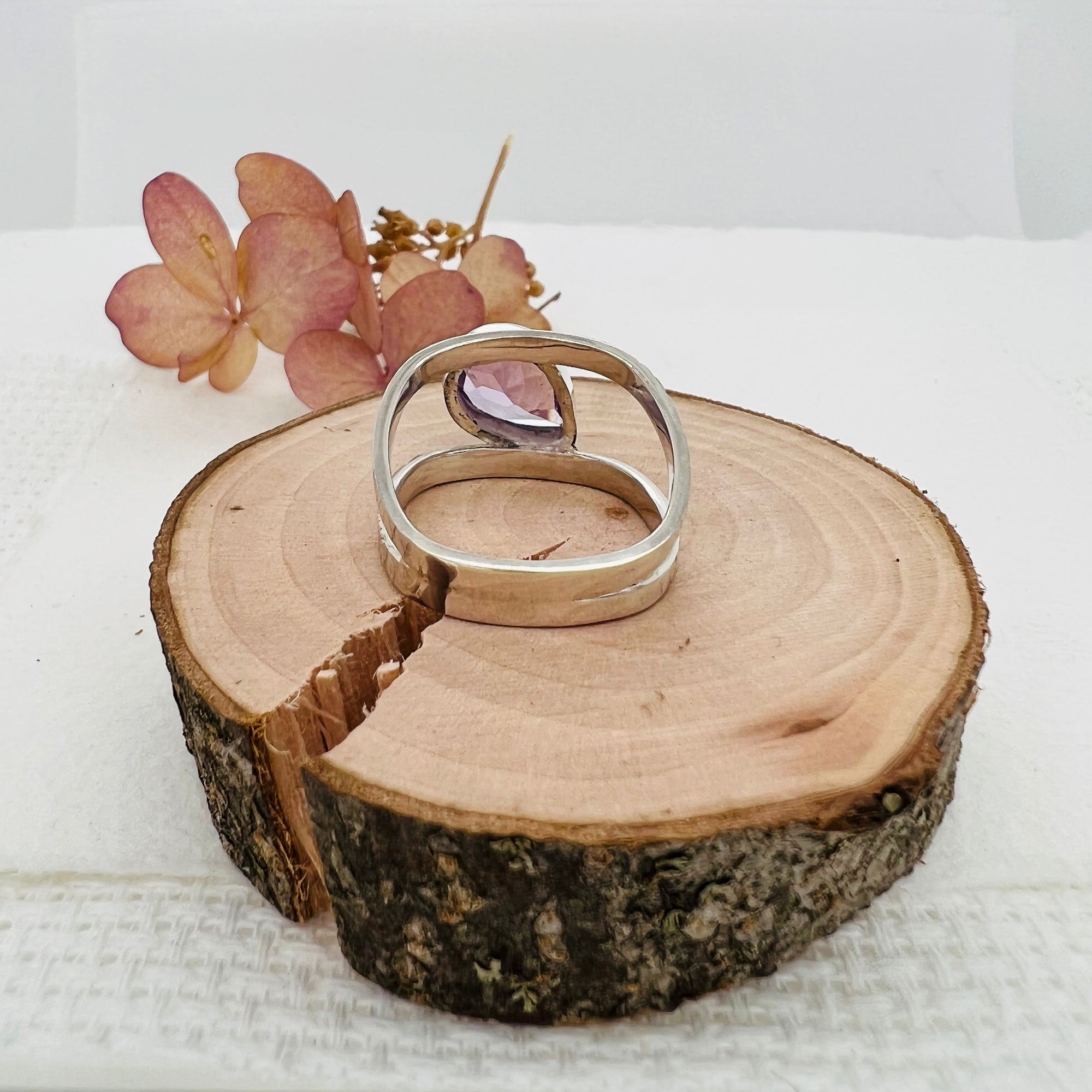 Amethyst Pear Band Ring